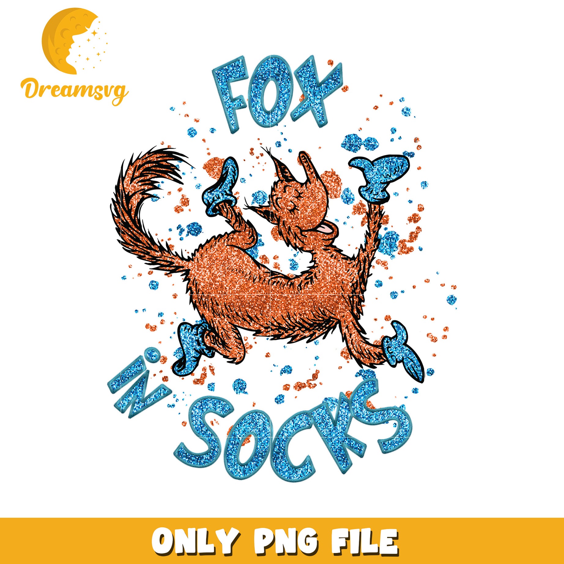 Glitter fox in socks png, dr seuss cast png, cartoon png