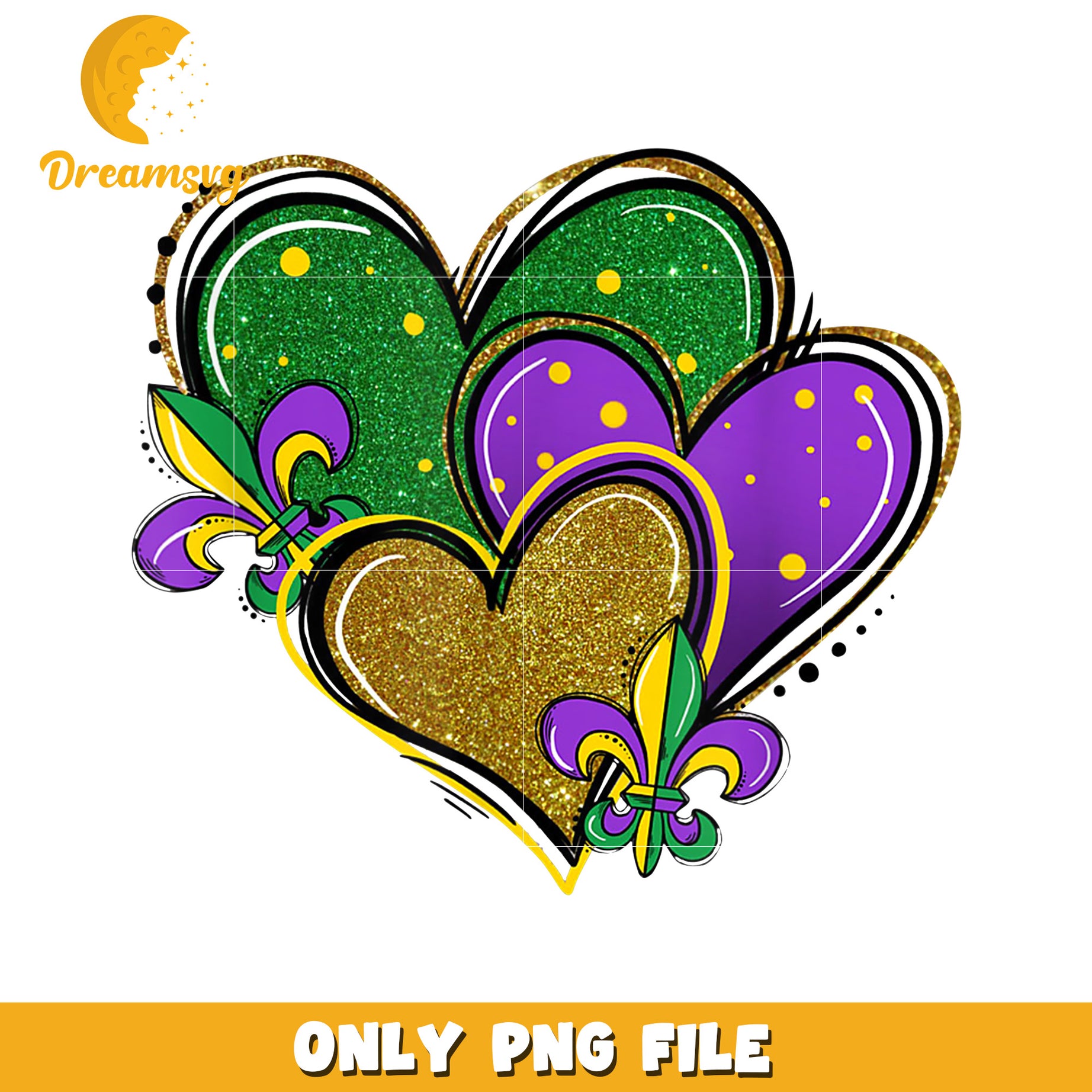 Glitter heart new orleans logo png, mardi gras new orleans png