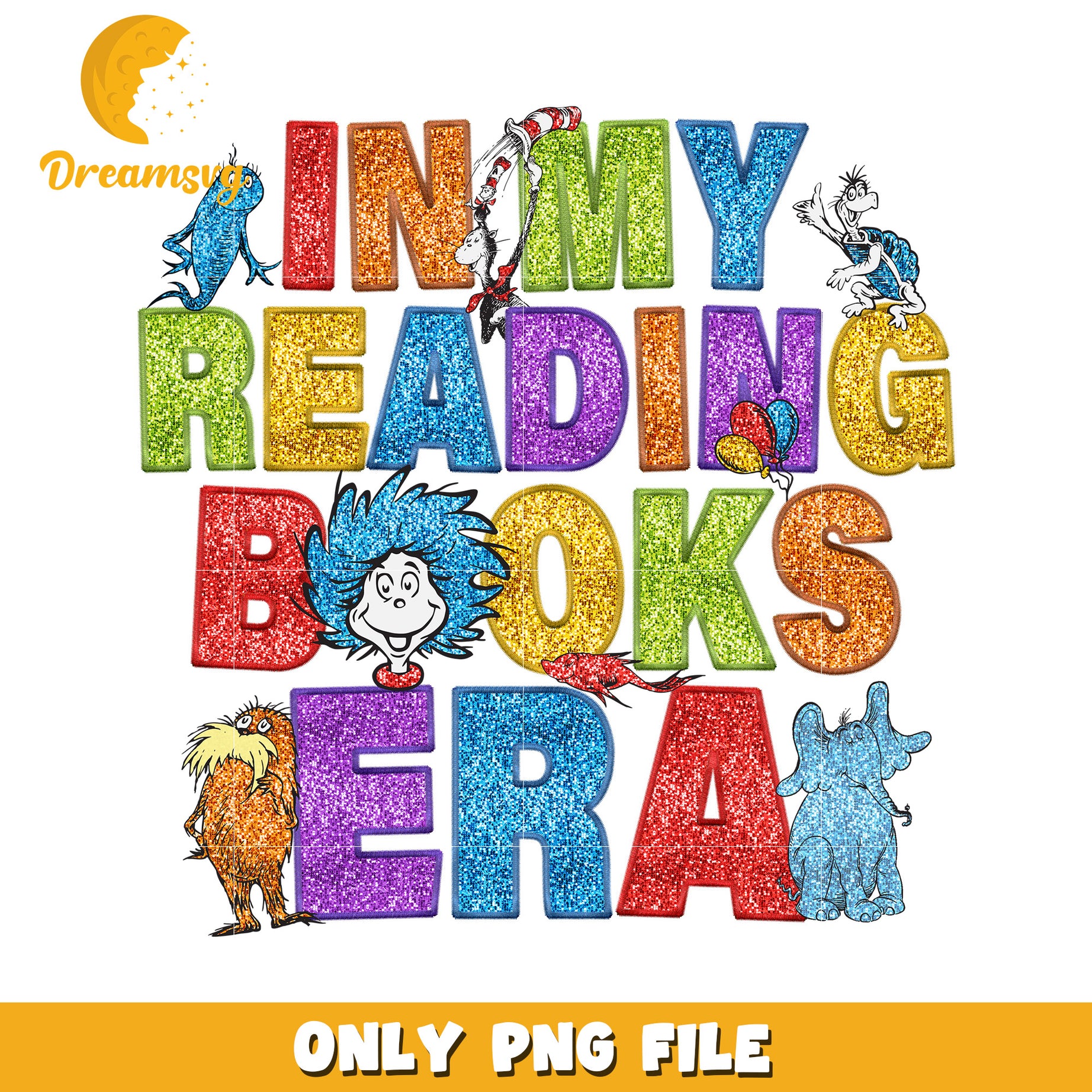Glitter in my reading book era png, dr seuss png, font png