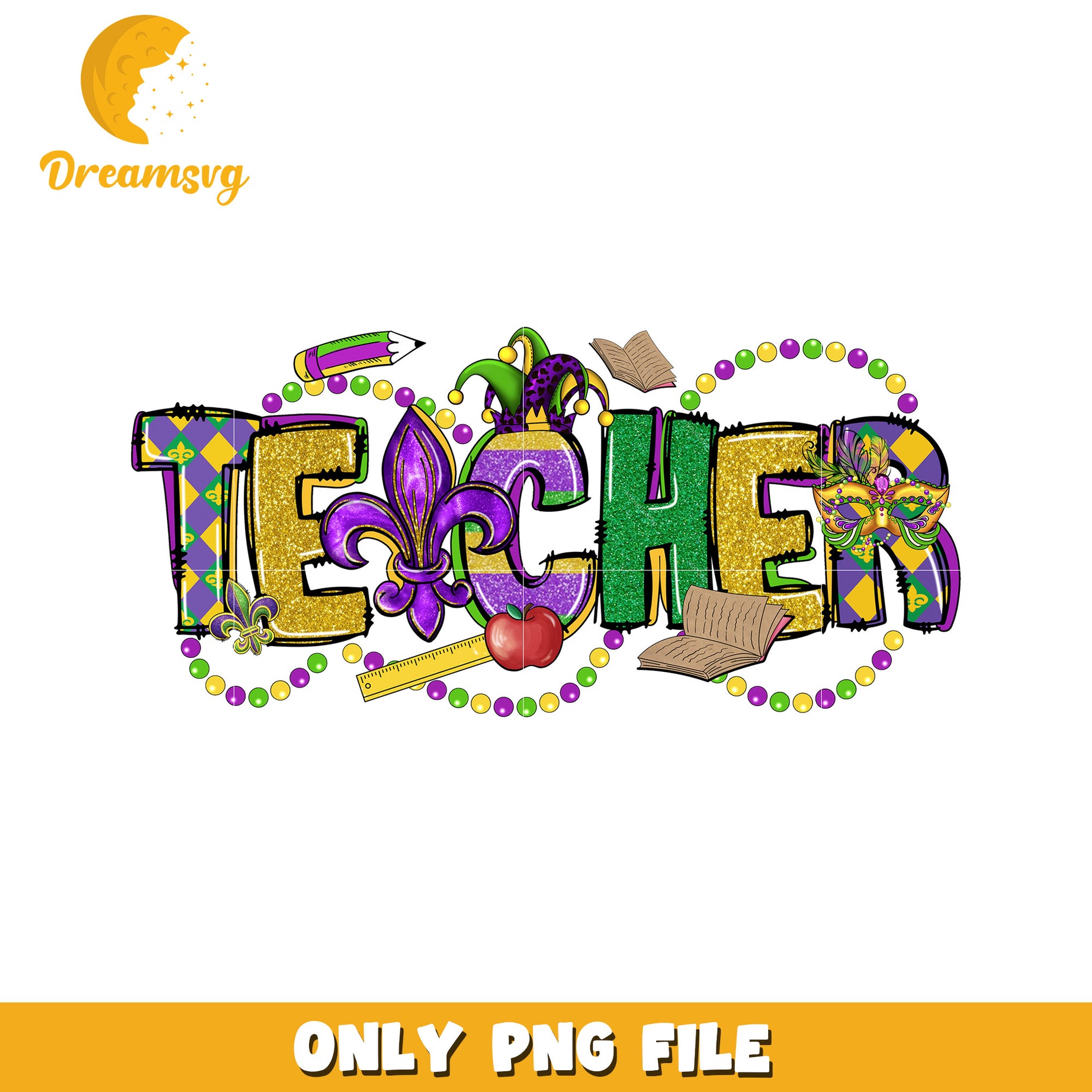 Glitter tteacher mardi gras font design png, mardi gras festival png