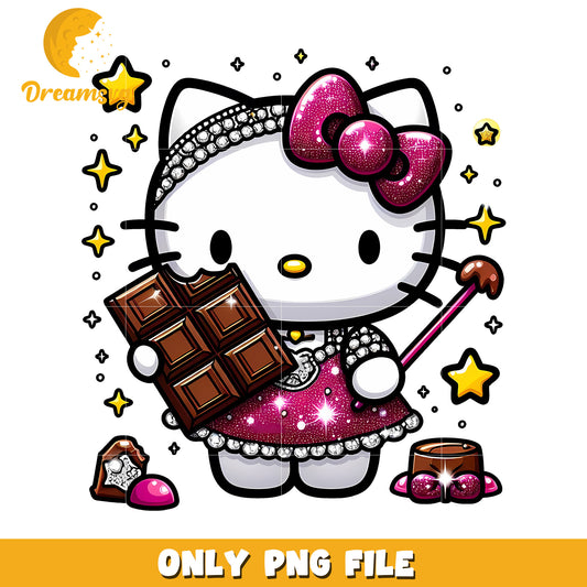Glittery Hello Kitty PNG Chocolate Clipart