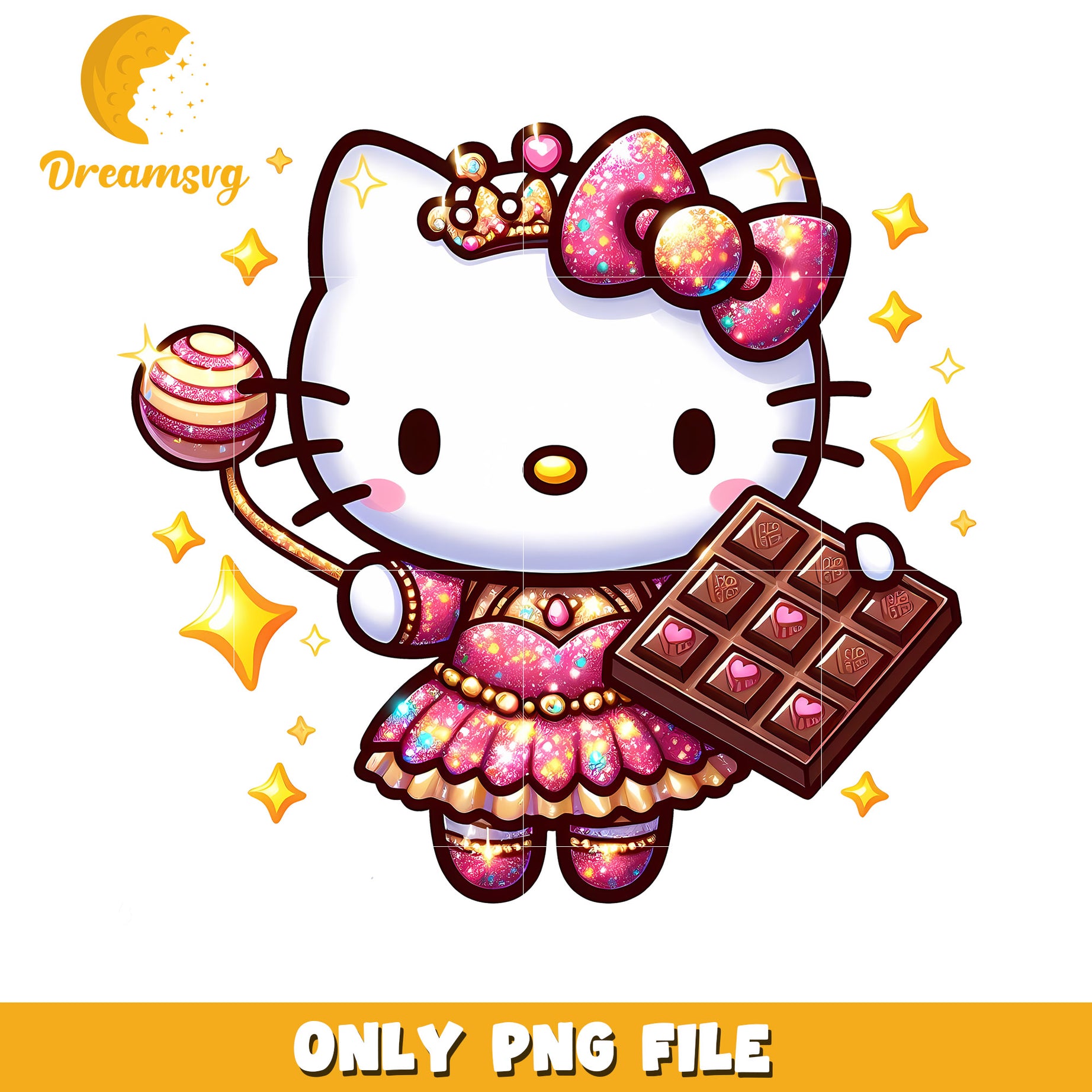 Glittery Hello Kitty PNG Princess Candy & Chocolate
