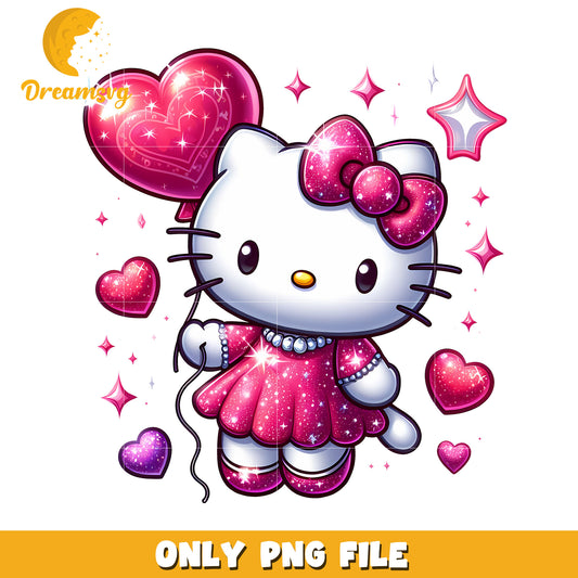 Glittery Hello Kitty PNG Valentine's Day