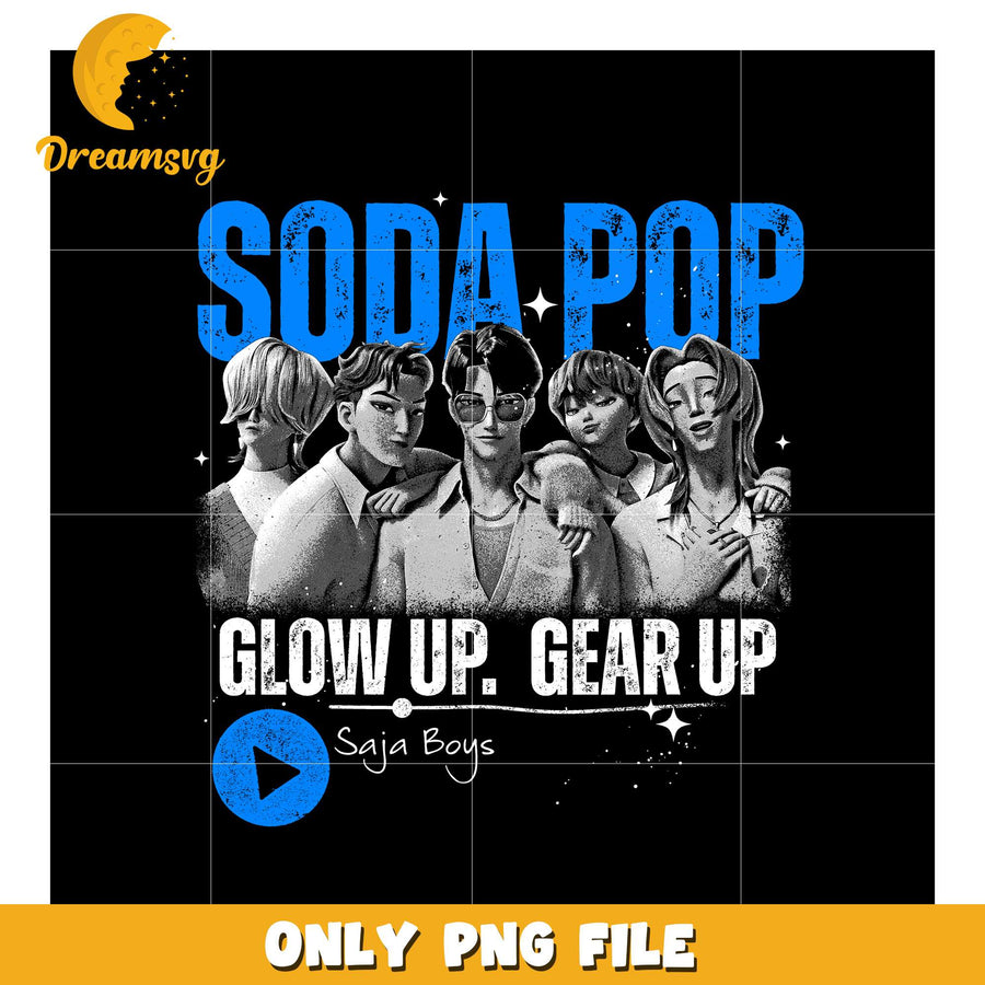 Glow up gear up png, love fighter aesthetic png, kpop hero png