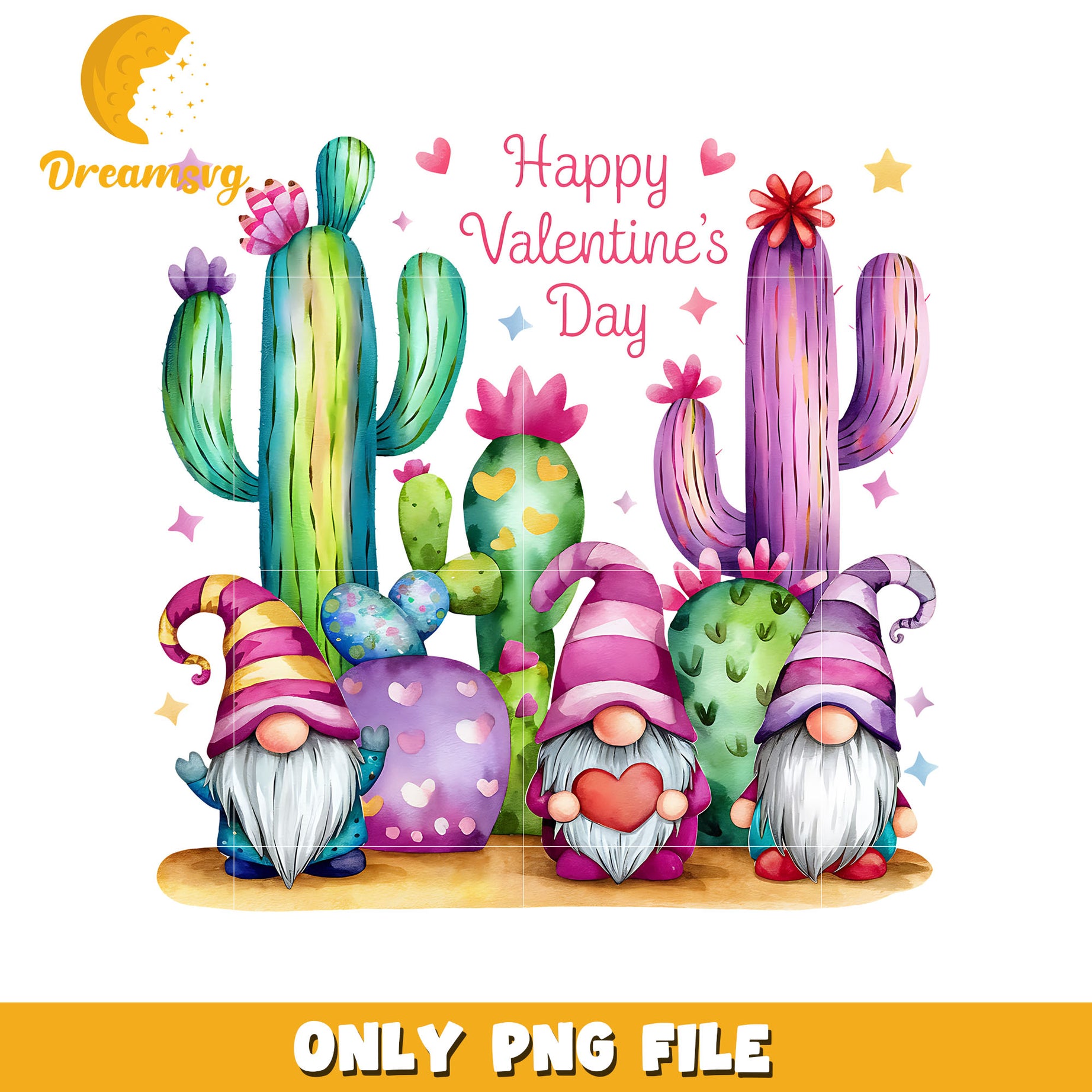 Gnome and cactus happy valentine's day png, gnome png, cactus png
