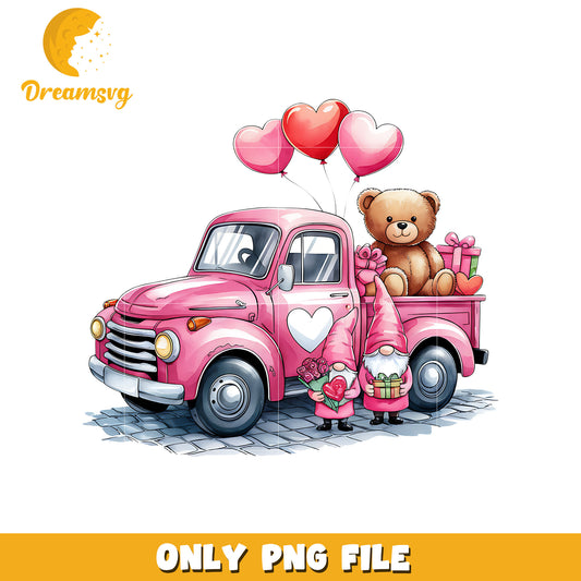 Gnome and truck valentine png, gnome png, valentine png