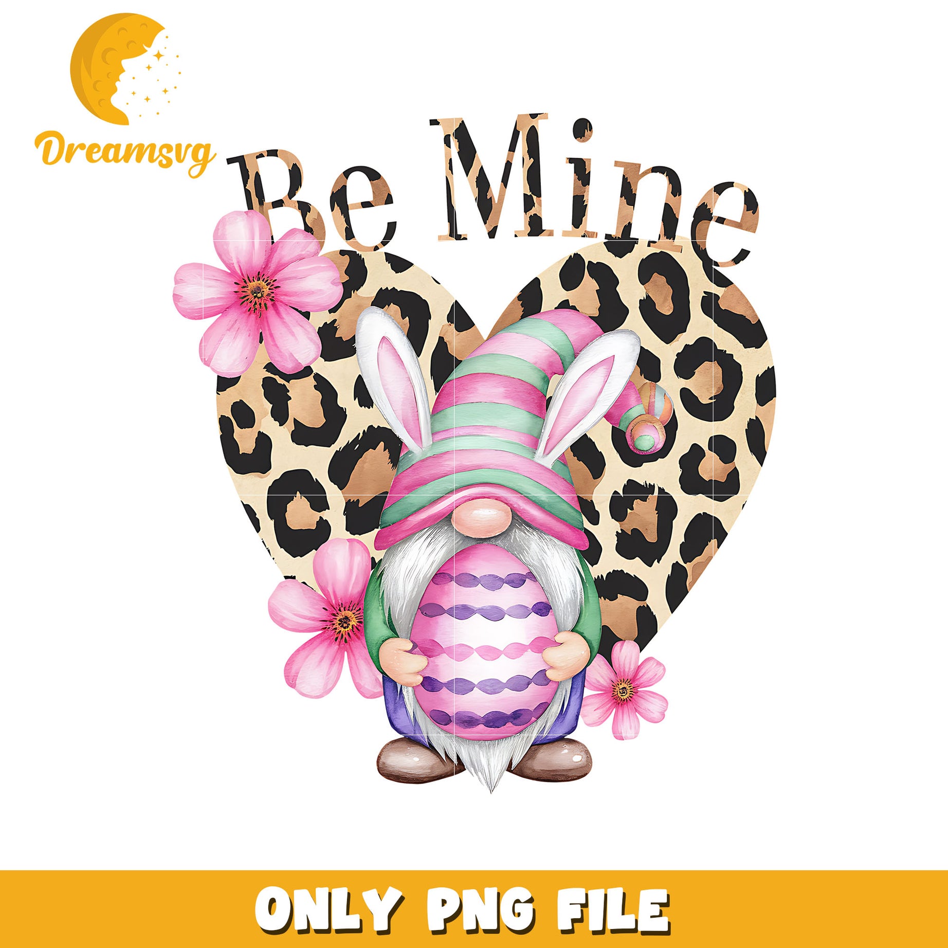 Gnome heart leopard pattern be mine png, Gnome png, be mine png