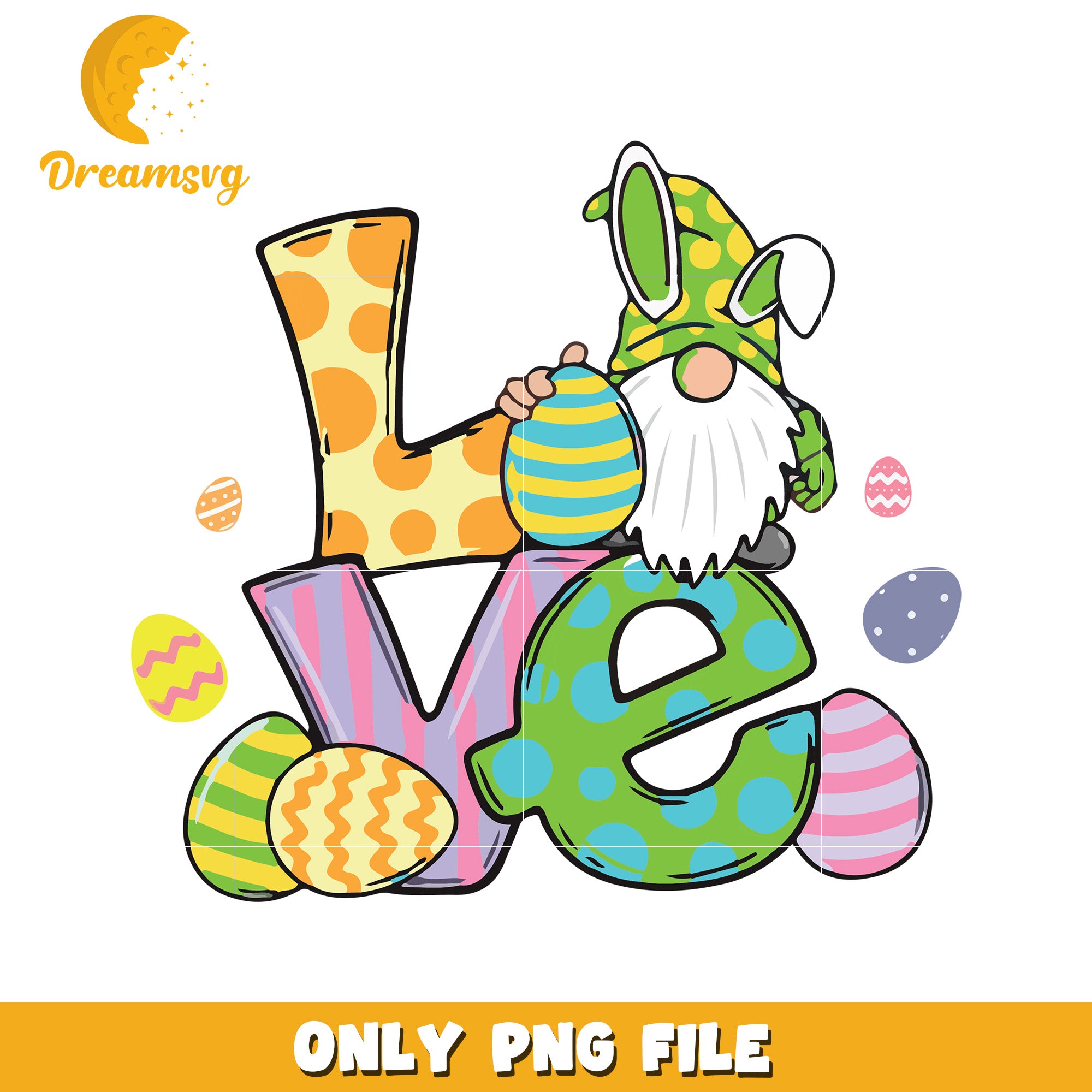 Gnome love easter font design png, happy easter day png, love png