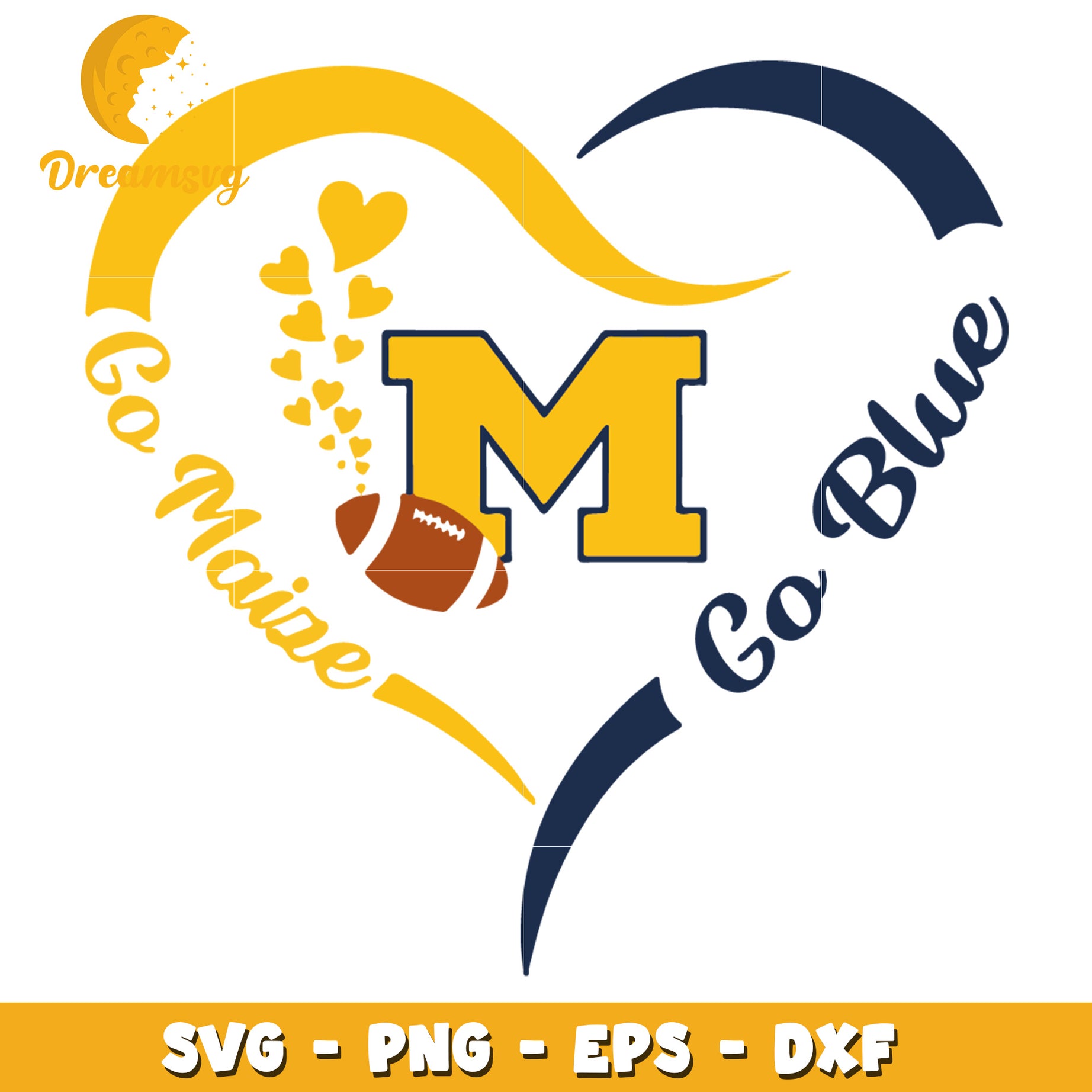 Go Blue Michigan Heart SVG PNG EPS DXF
