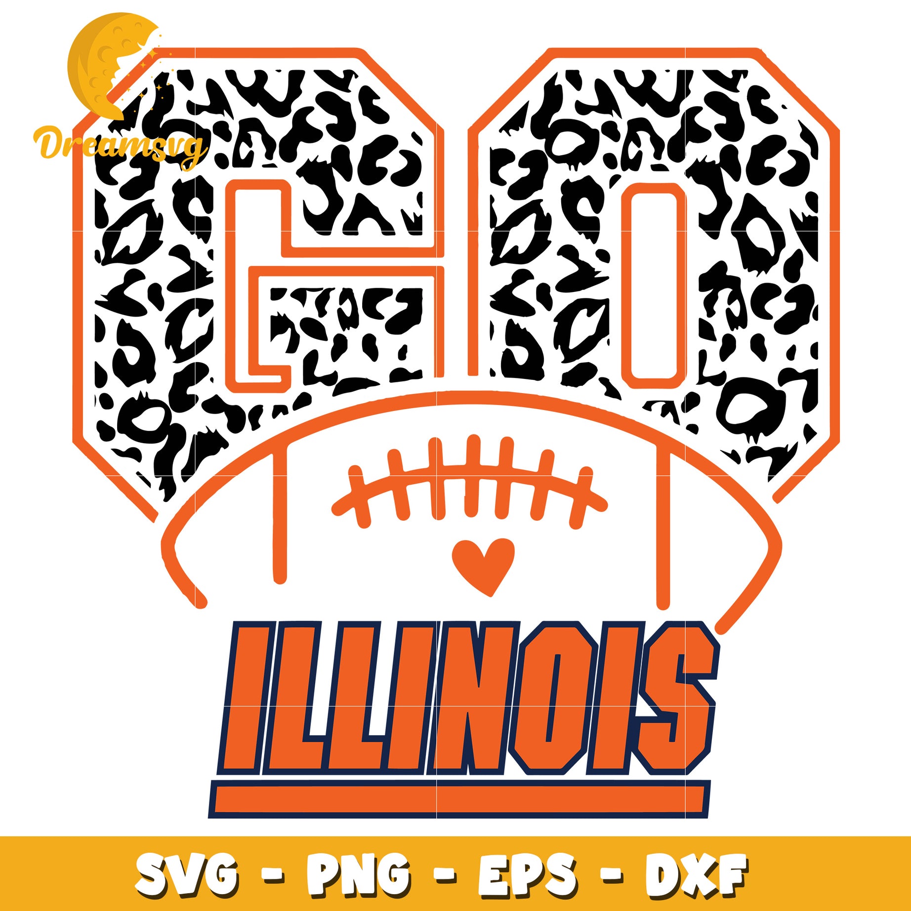 Go Illinois Football SVG Design with Leopard Print Style