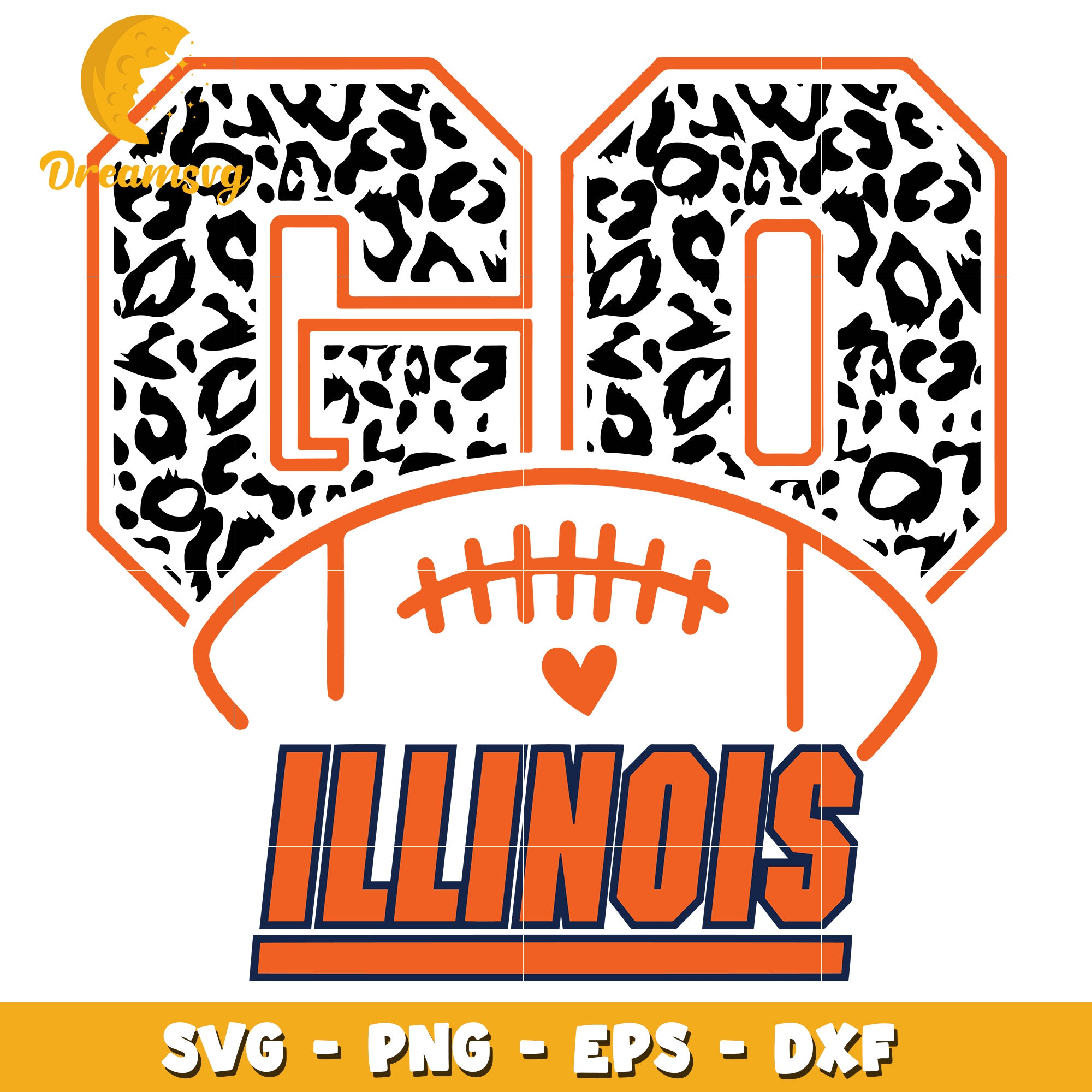 Go Illinois Football SVG Design with Leopard Print Style