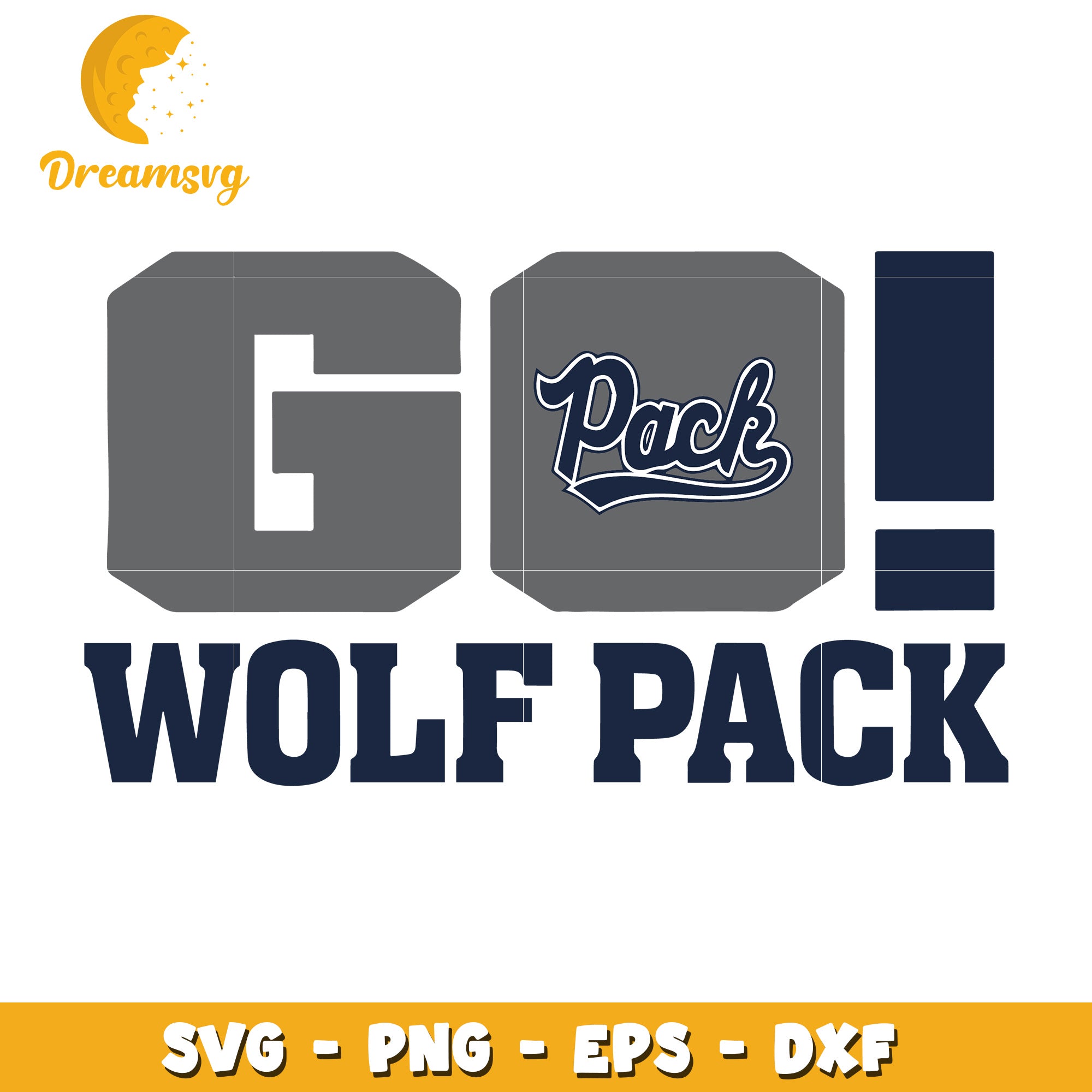 Go Wolf Pack SVG PNG EPS DXF Cut File