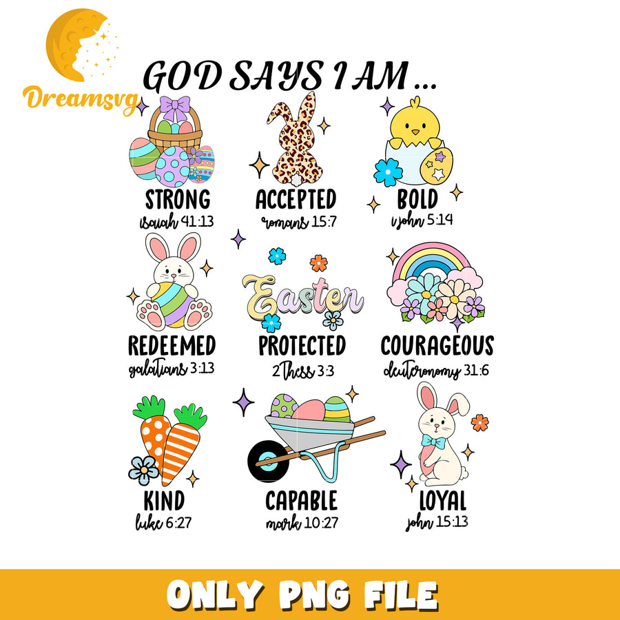 God Says I Am Easter Inspirational Faith Affirmation PNG