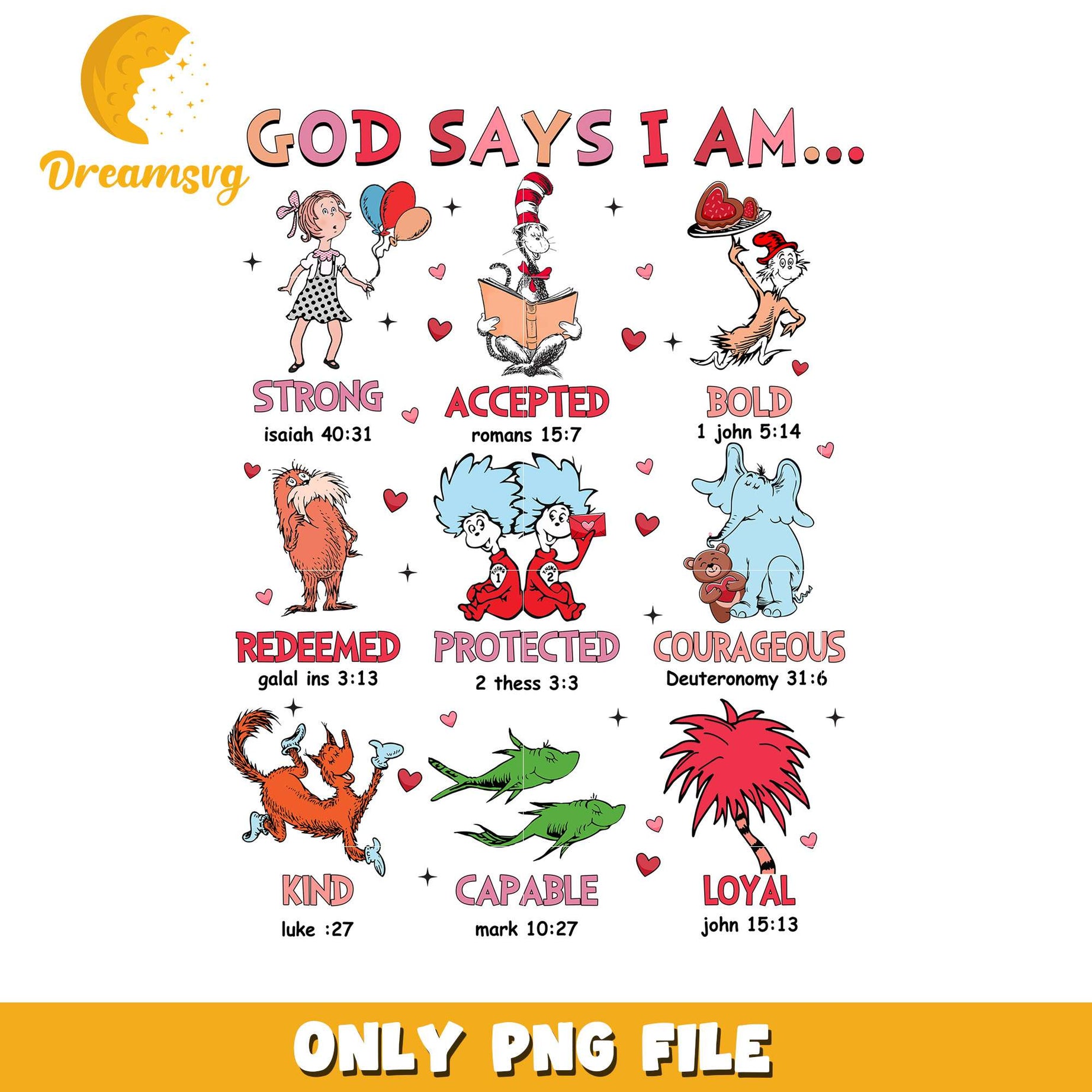 God Says I Am Inspirational PNG for Kids and Adults