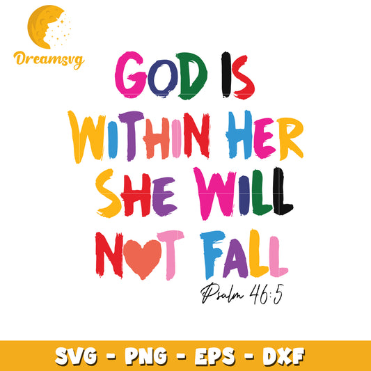 God is within her she will not fall svg, font design svg