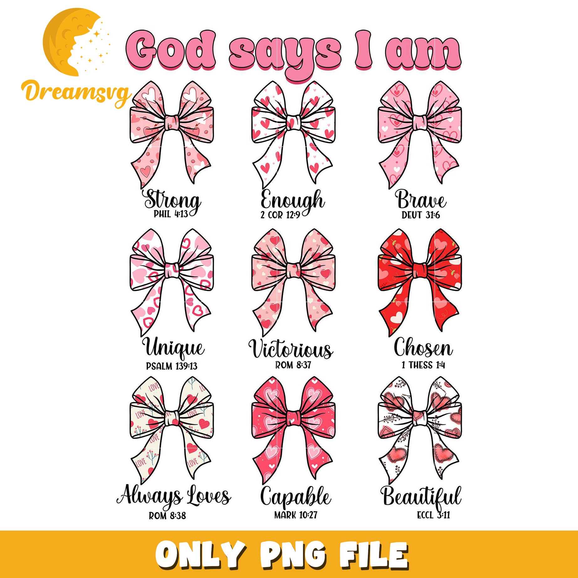 God says I am valentine coquette bow png, God says I am png