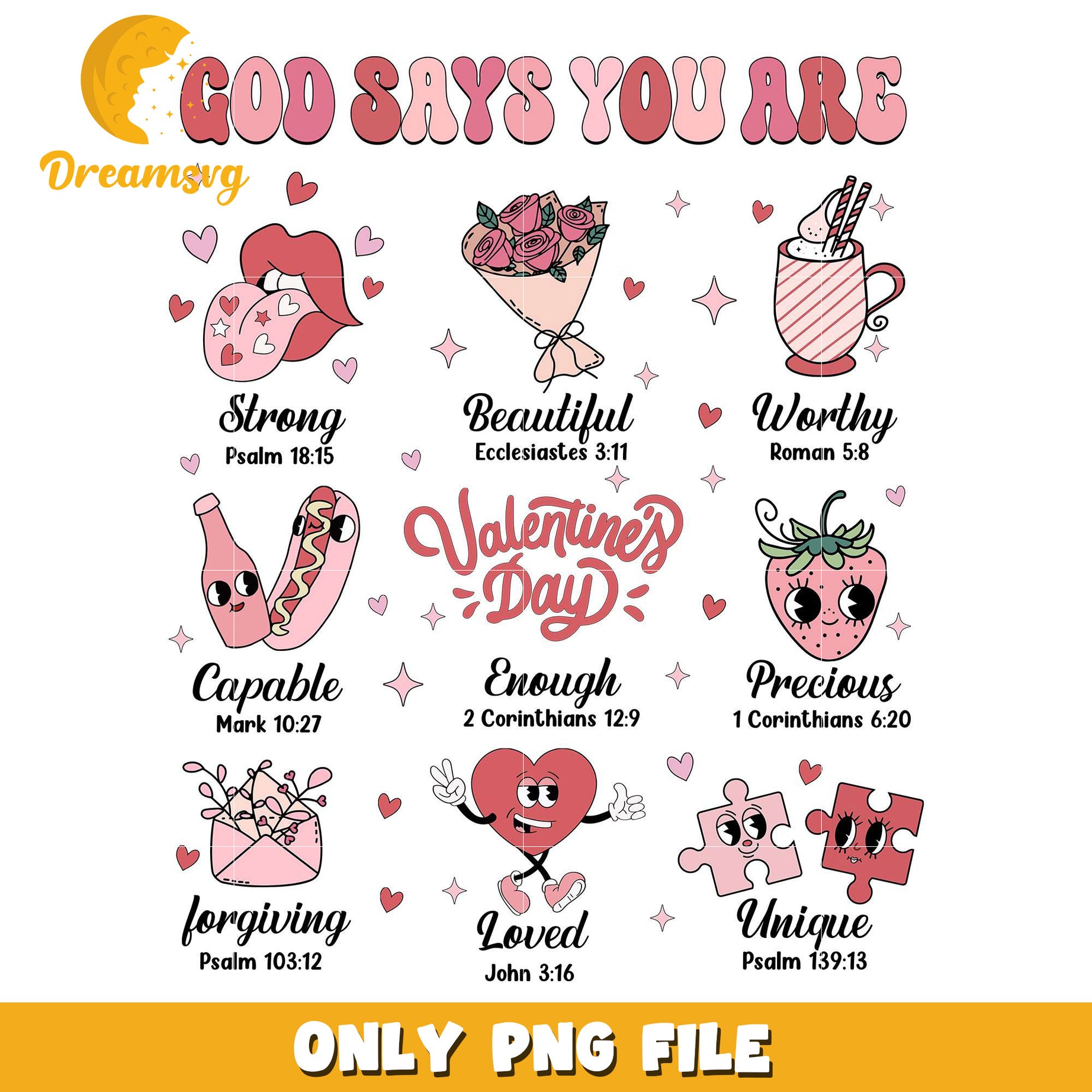 God says you are valentine png, God says png, valentine day png