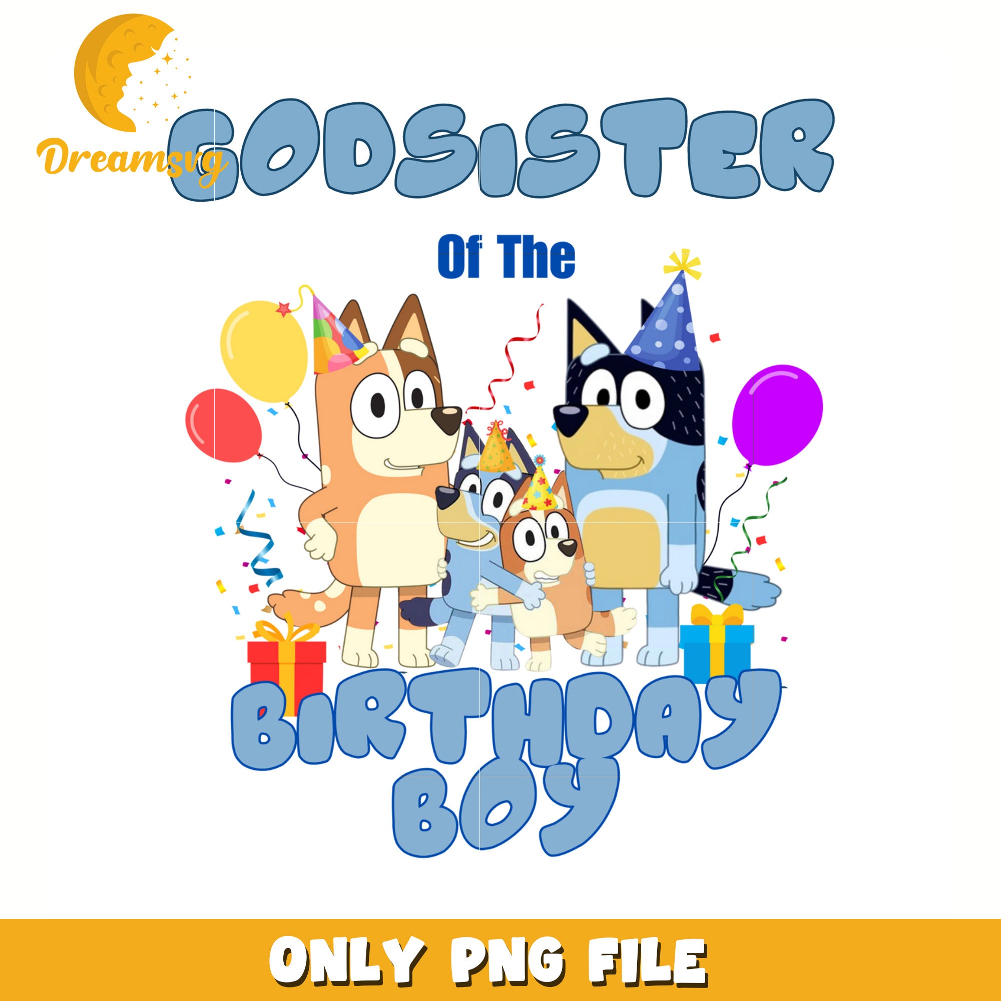 Godsister of the birthday boy png, bluey characters png, bluey toys png