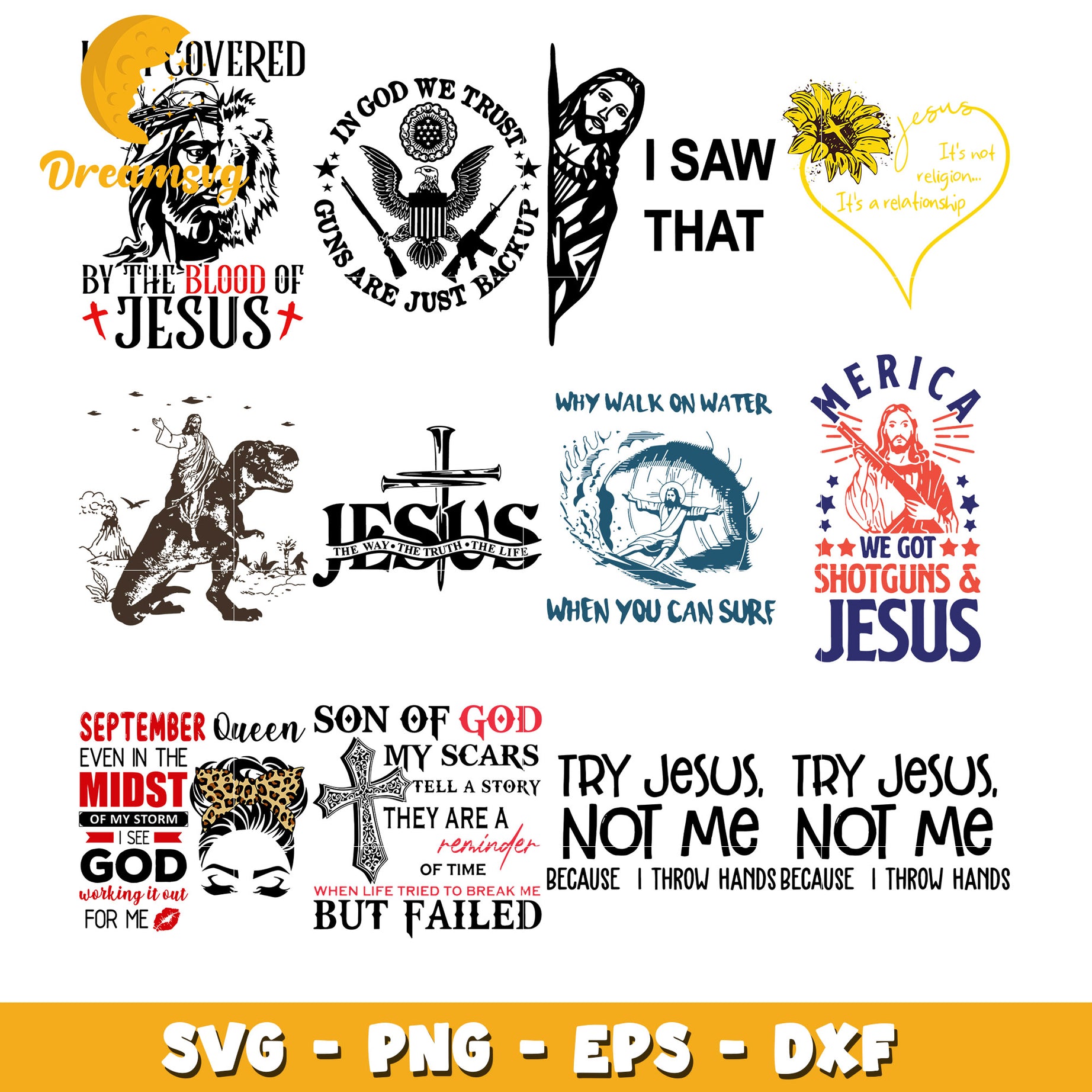 In god we trust guns are just backup bundle svg, try jesus svg