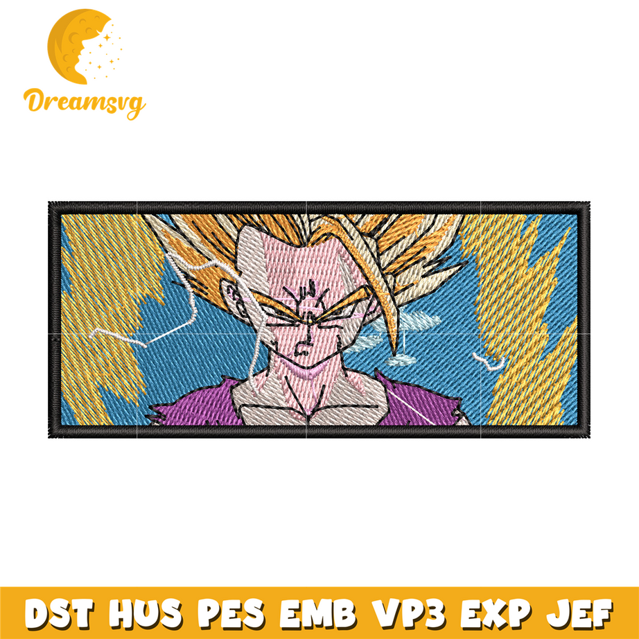 Gohan Super Saiyan embroidery design, Dragonball embroidery