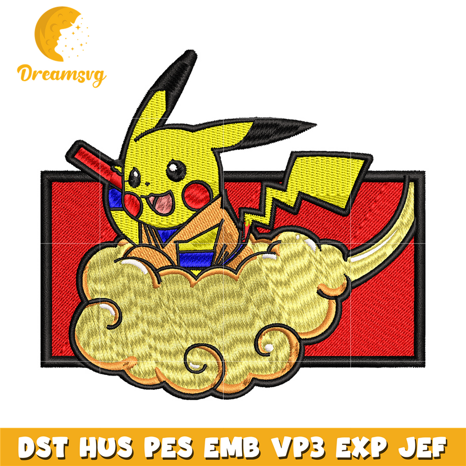 Goku Pikachu embroidery design