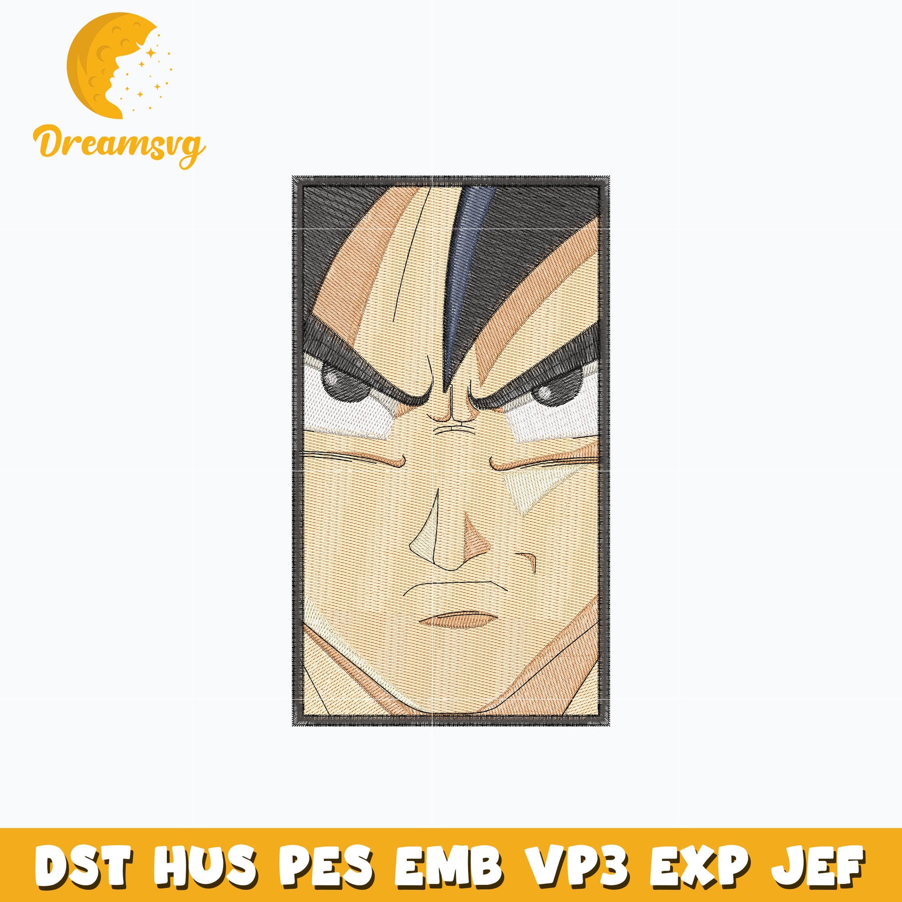 Goku face embroidery design