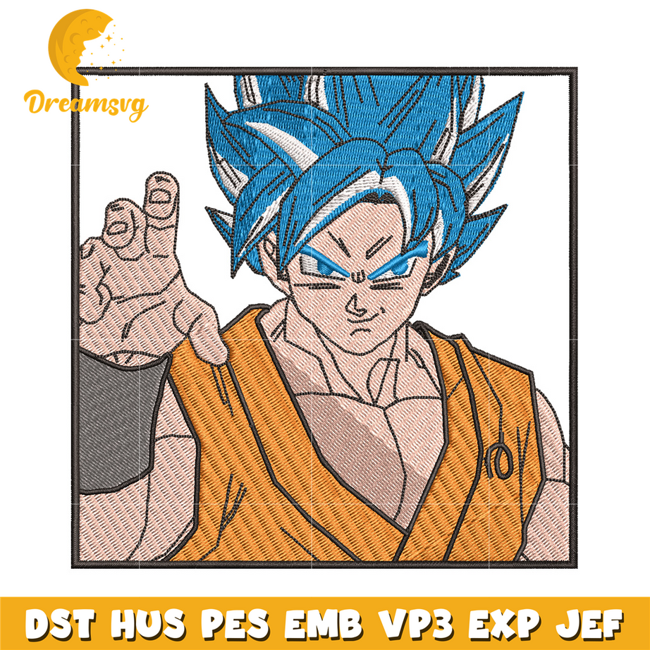 Goku blue embroidery design