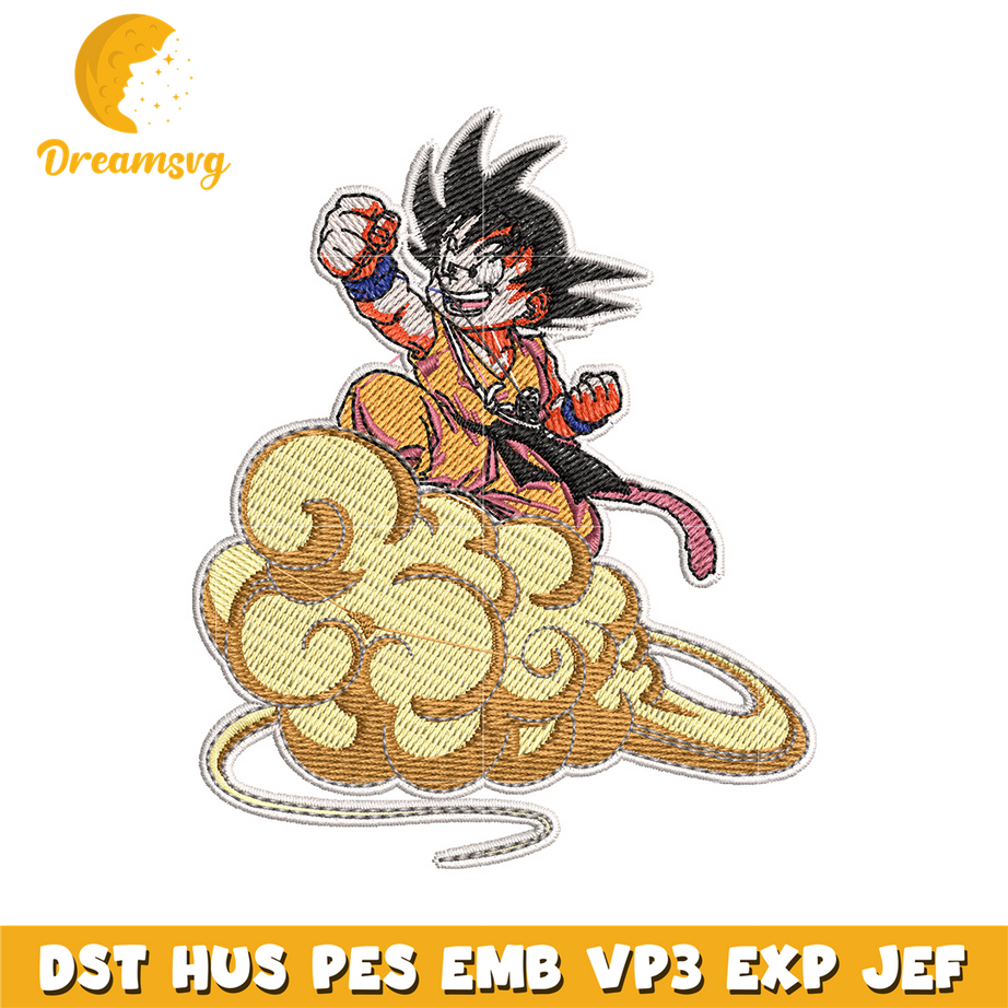 Goku on Cloud embroidery design
