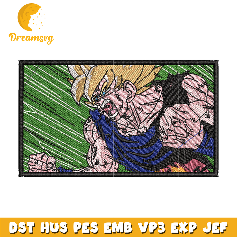 Goku rectangle embroidery design