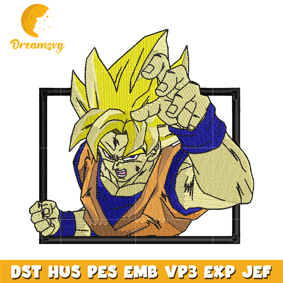 Goku super saiyan box embroidery design