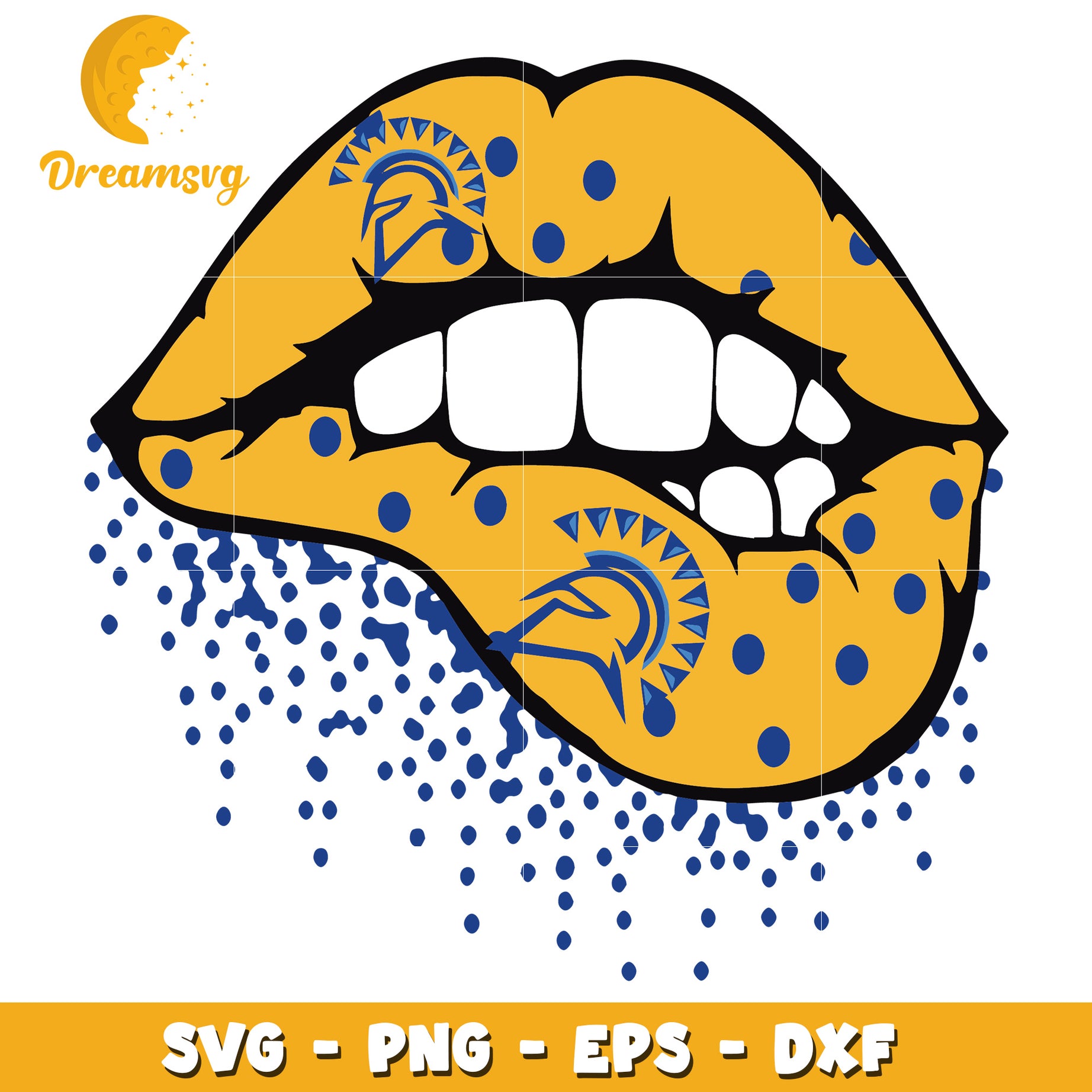 Gold Lips Spartan Helmet SVG PNG EPS DXF