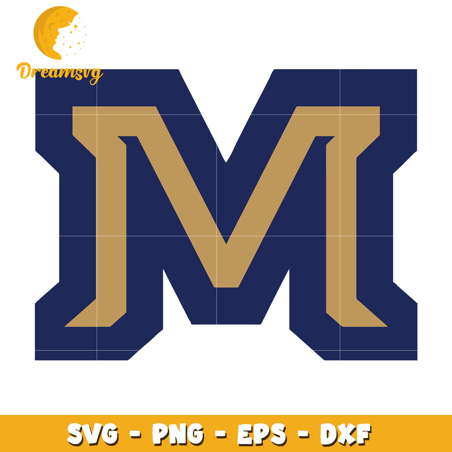 Gold M Letter SVG PNG EPS DXF Cut File