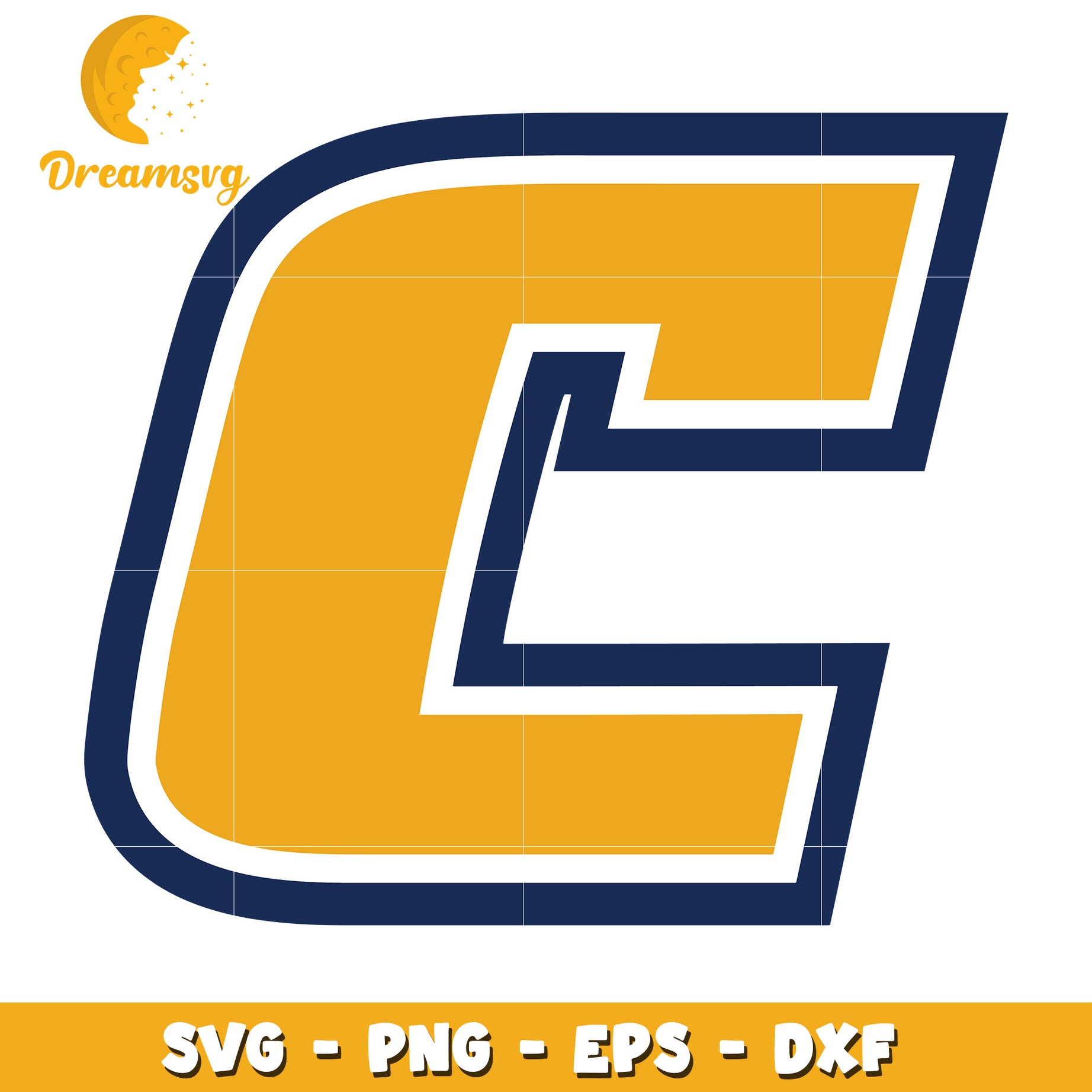 Gold & Navy Letter C SVG Cut File