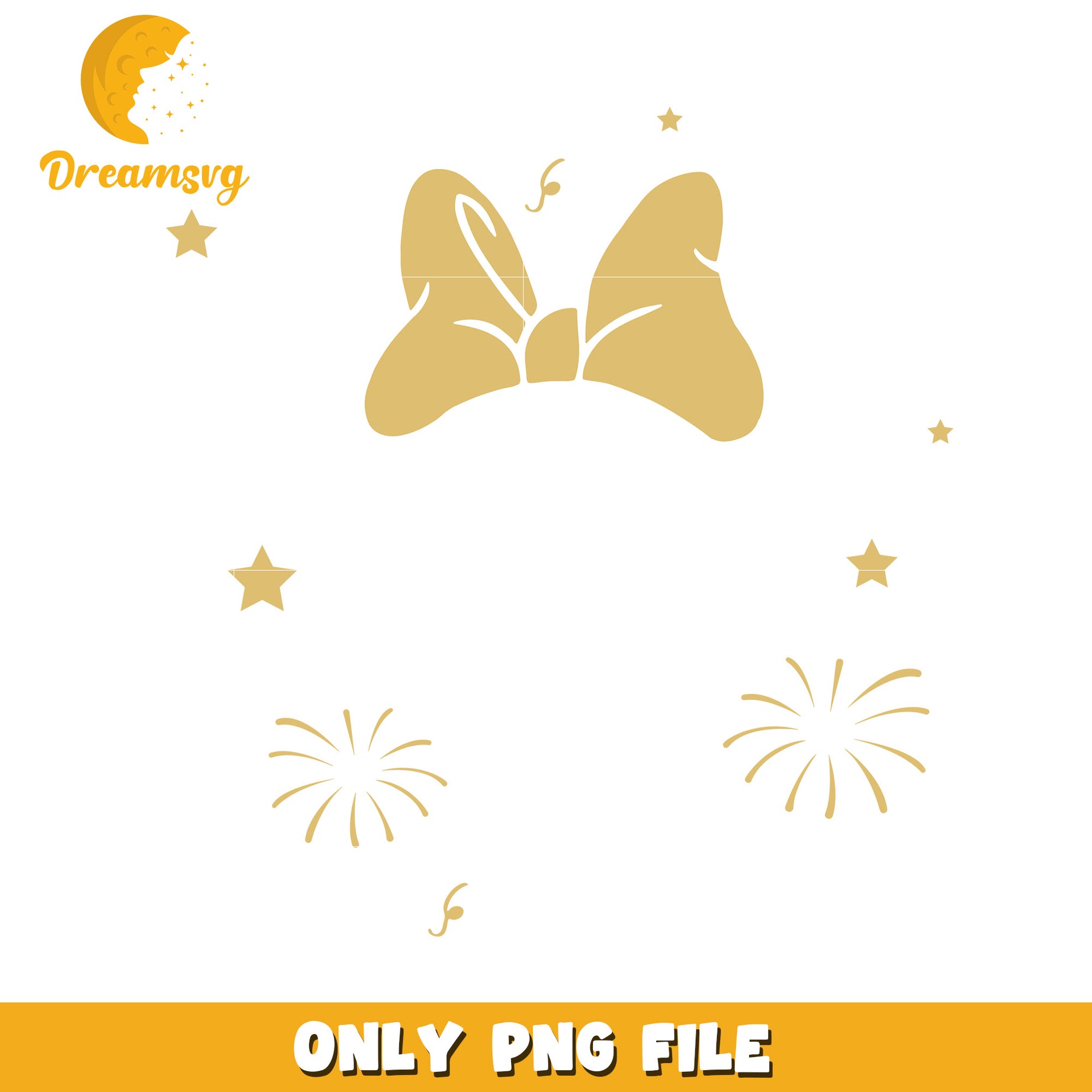 Golden Bow and Stars PNG Design for Crafts and Art