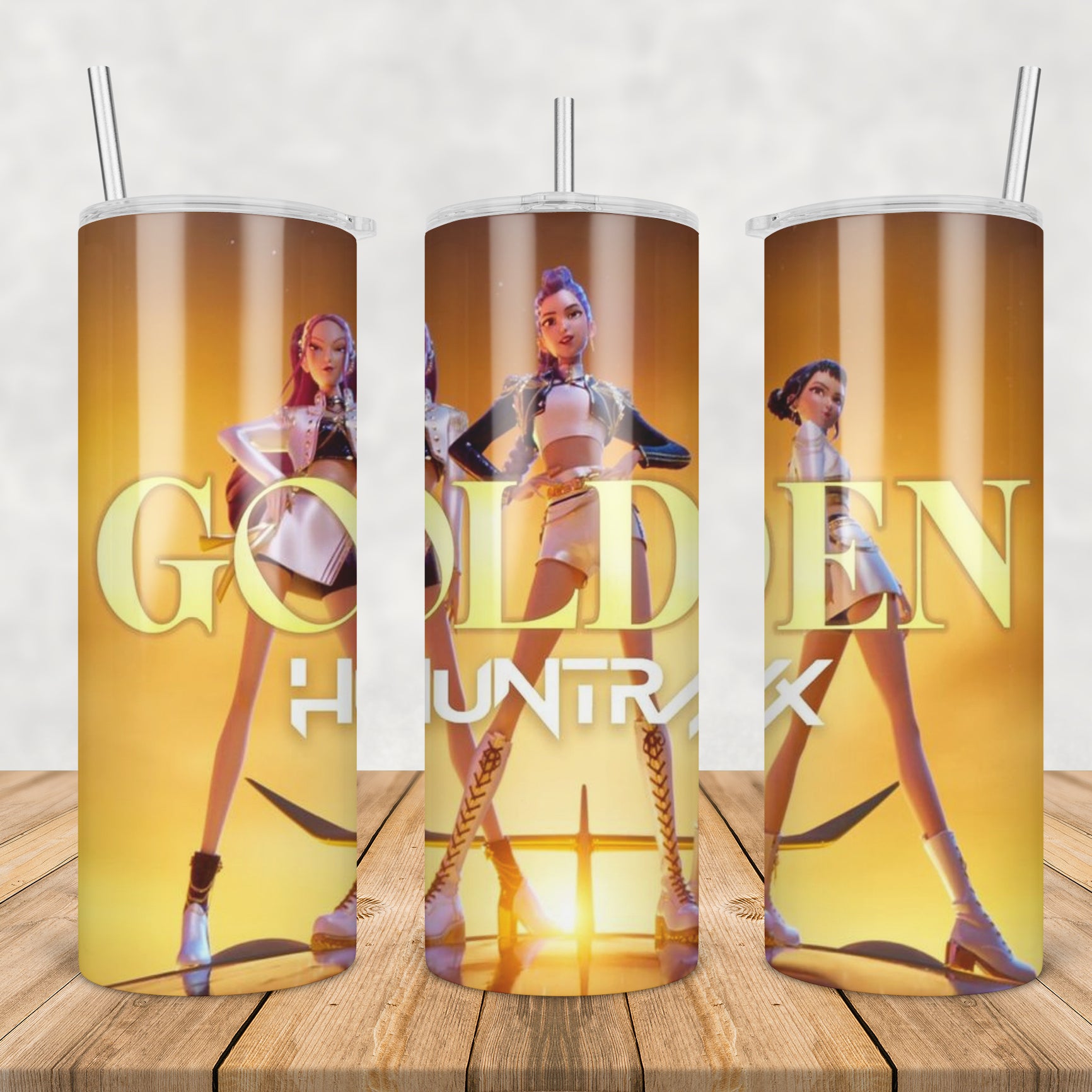 Golden huntrix tumbler png, golden huntrix kpop tumbler png, huntrix tumbler png