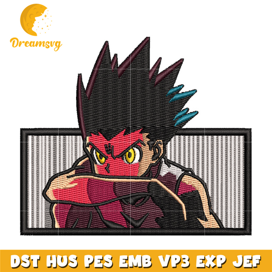 Gon angry embroidery design
