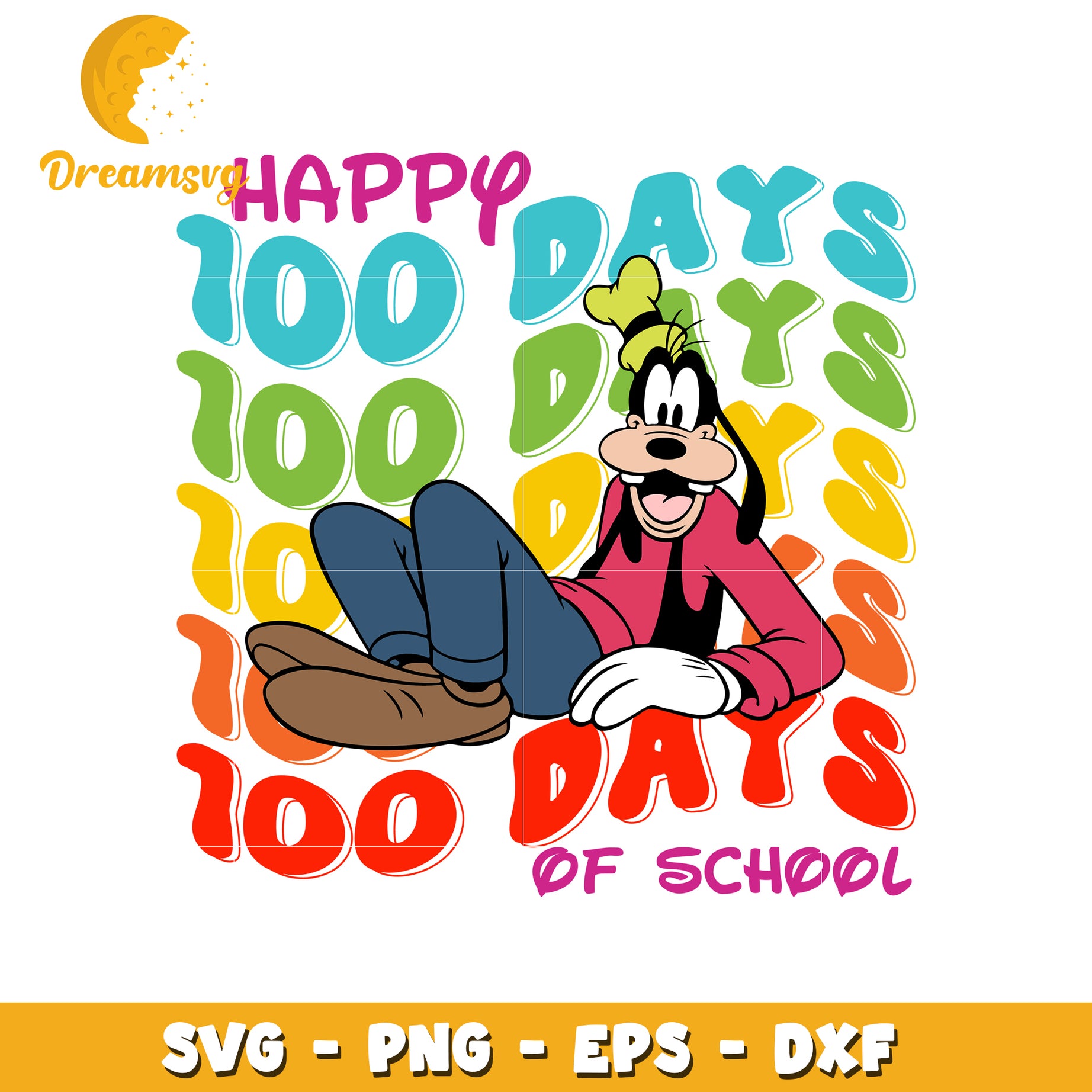 Goofy 100 Days School SVG Cut File