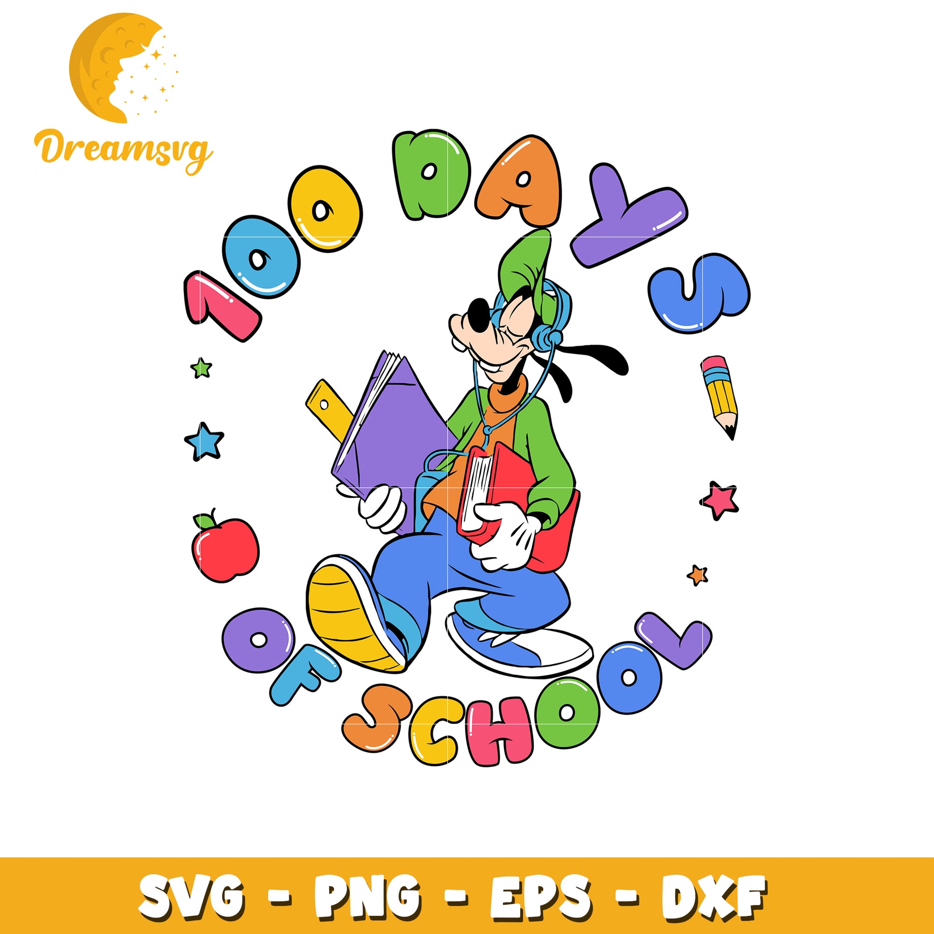 Goofy 100 Days of School SVG PNG