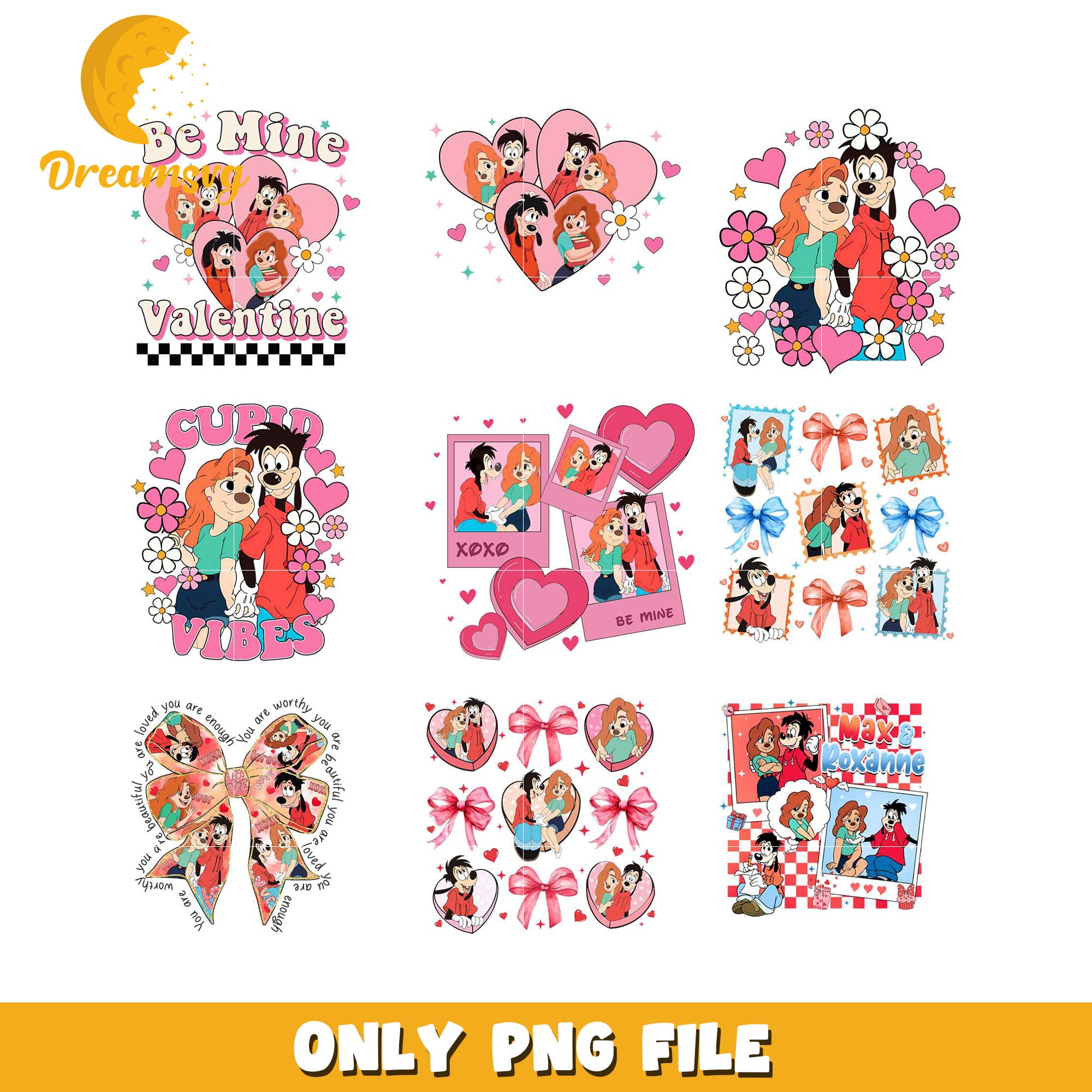 Goofy Max Roxanne Valentine PNG Bundle – DreamSVG Store
