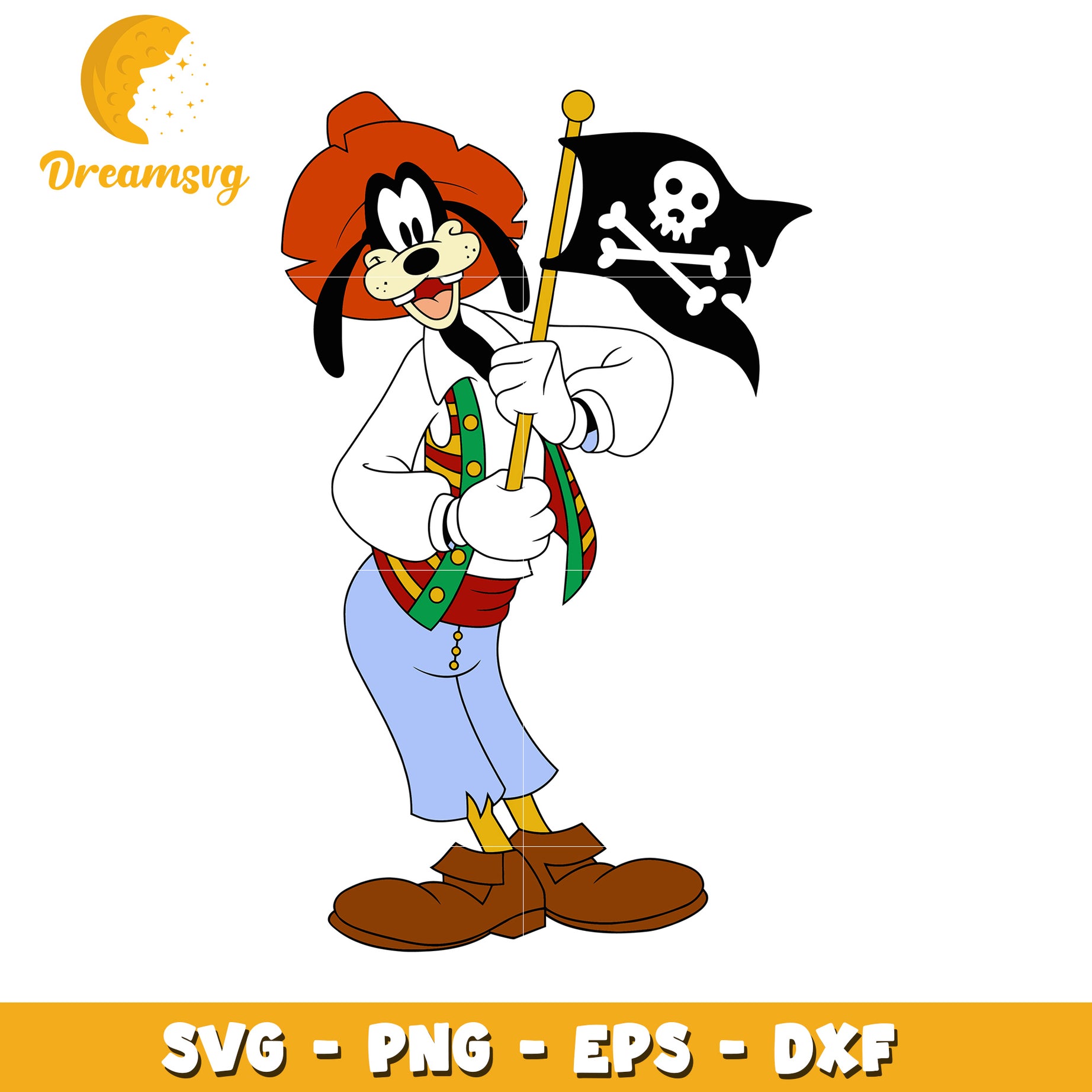 Goofy Pirate SVG PNG EPS DXF Cut File