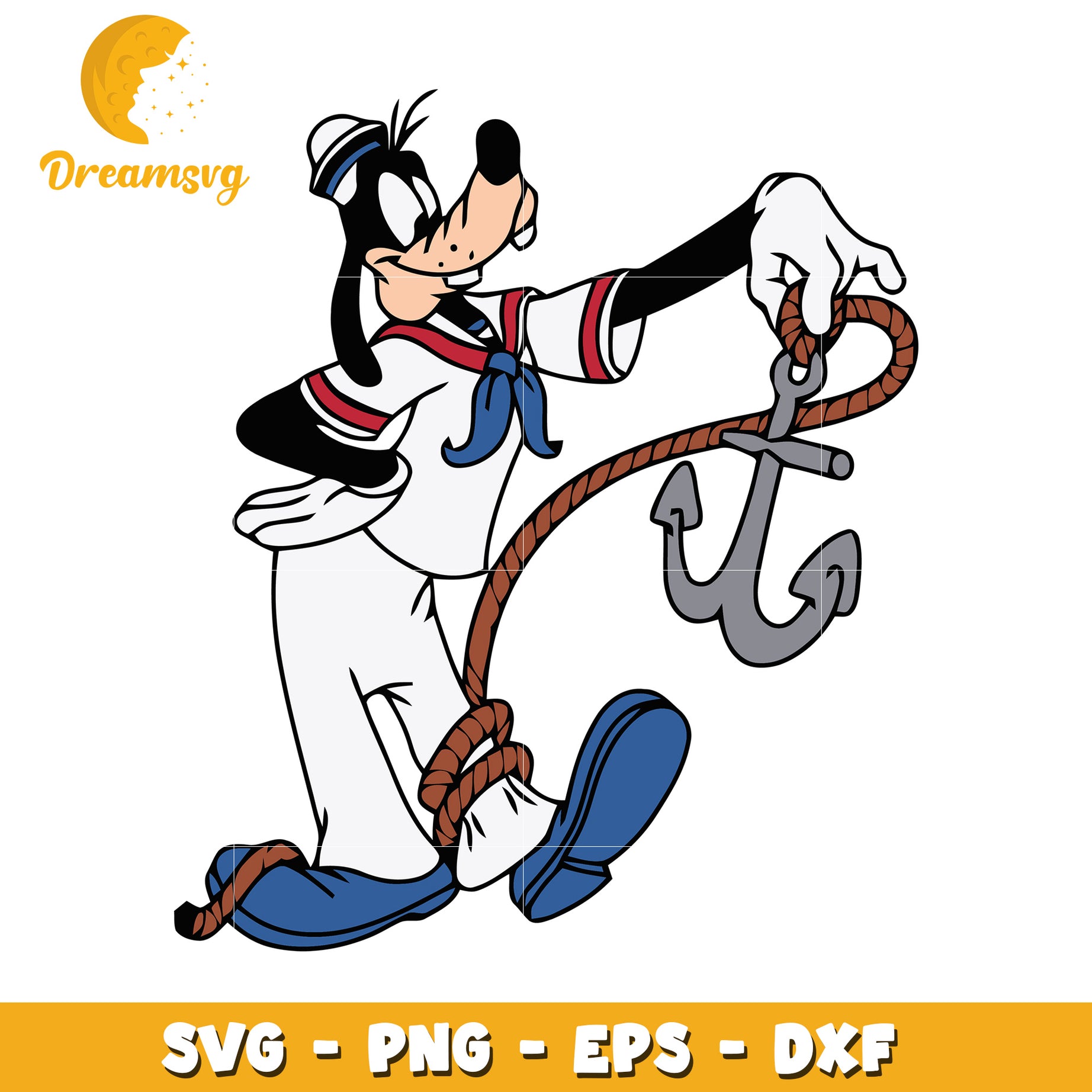 Goofy Sailor SVG PNG EPS DXF Cut File