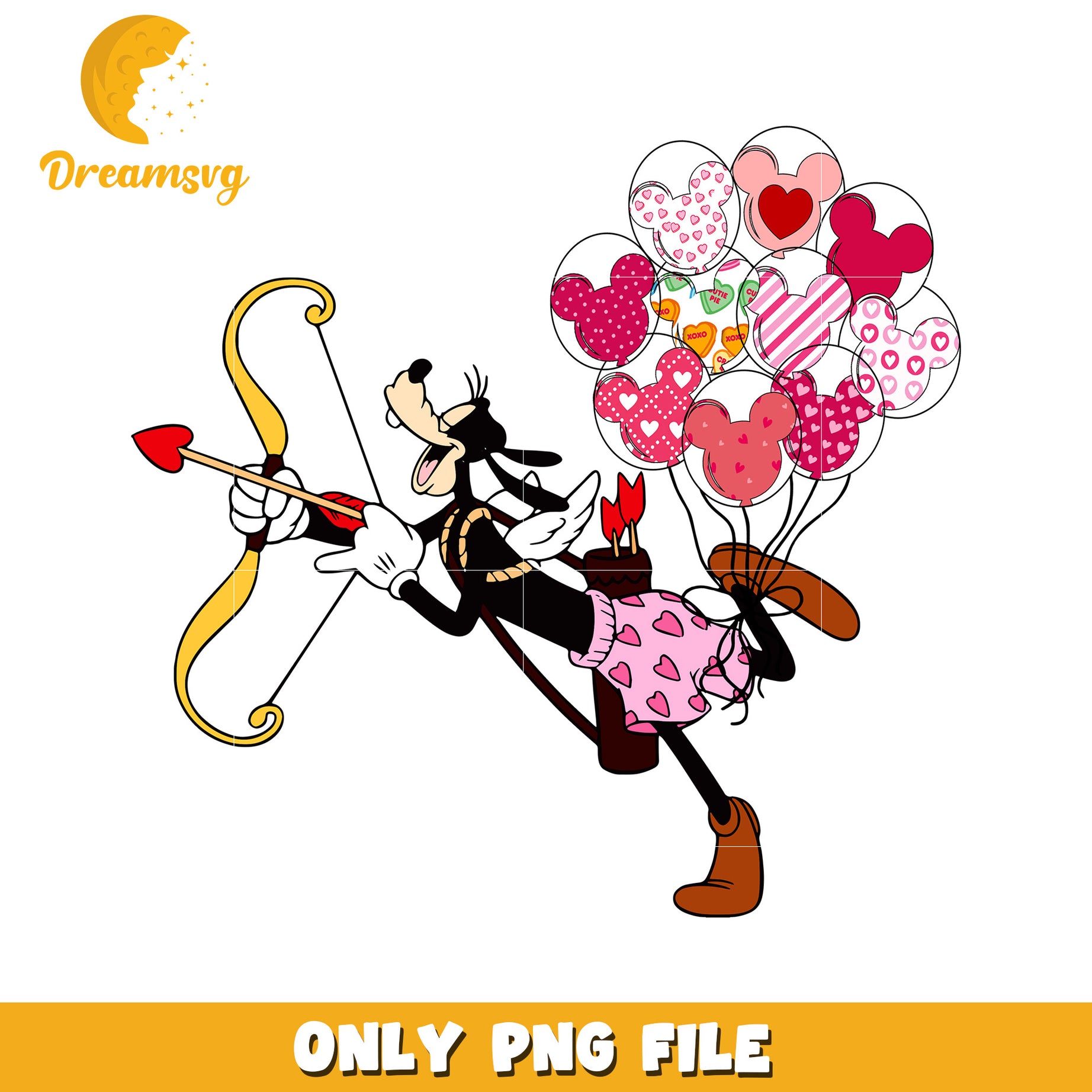 Goofy Valentine PNG Cupid Balloons
