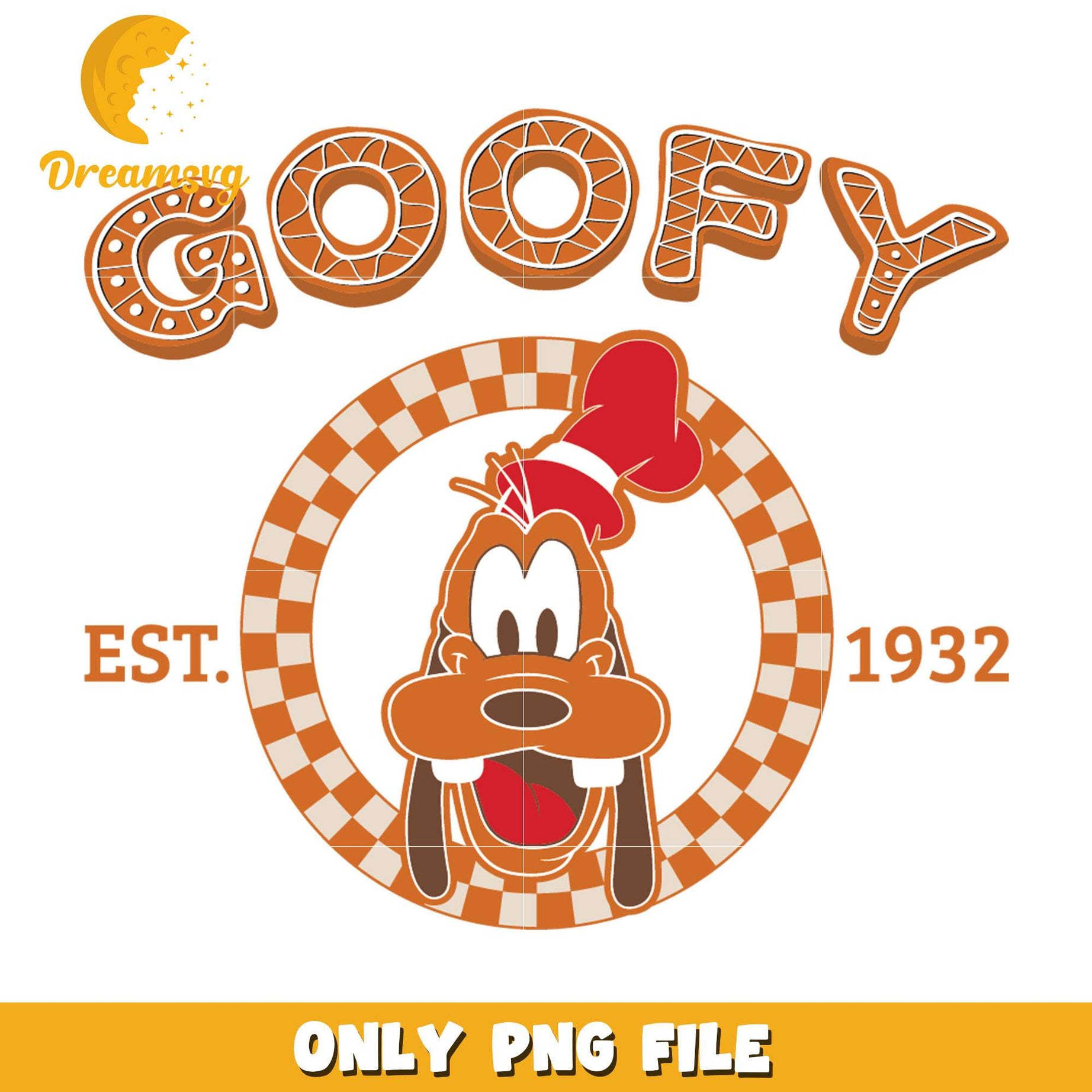 Goofy face gingerbread est 1932 png, goofy png, christmas png