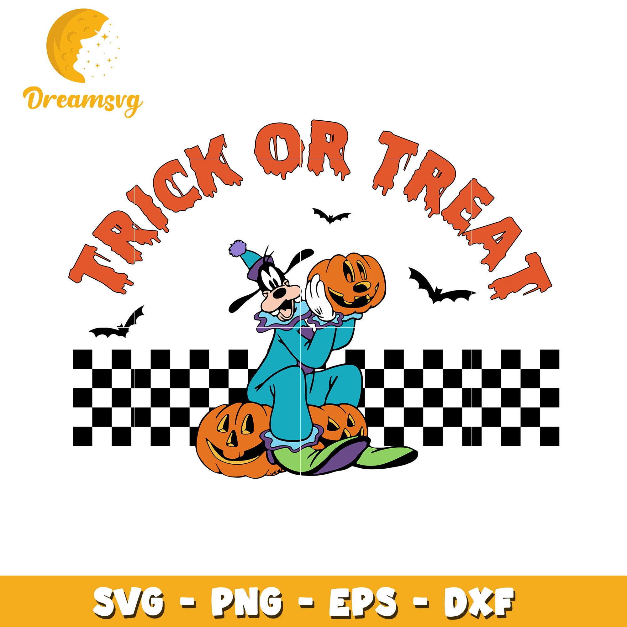 Goofy trick or street halloween svg, Disney friends halloween vibes svg