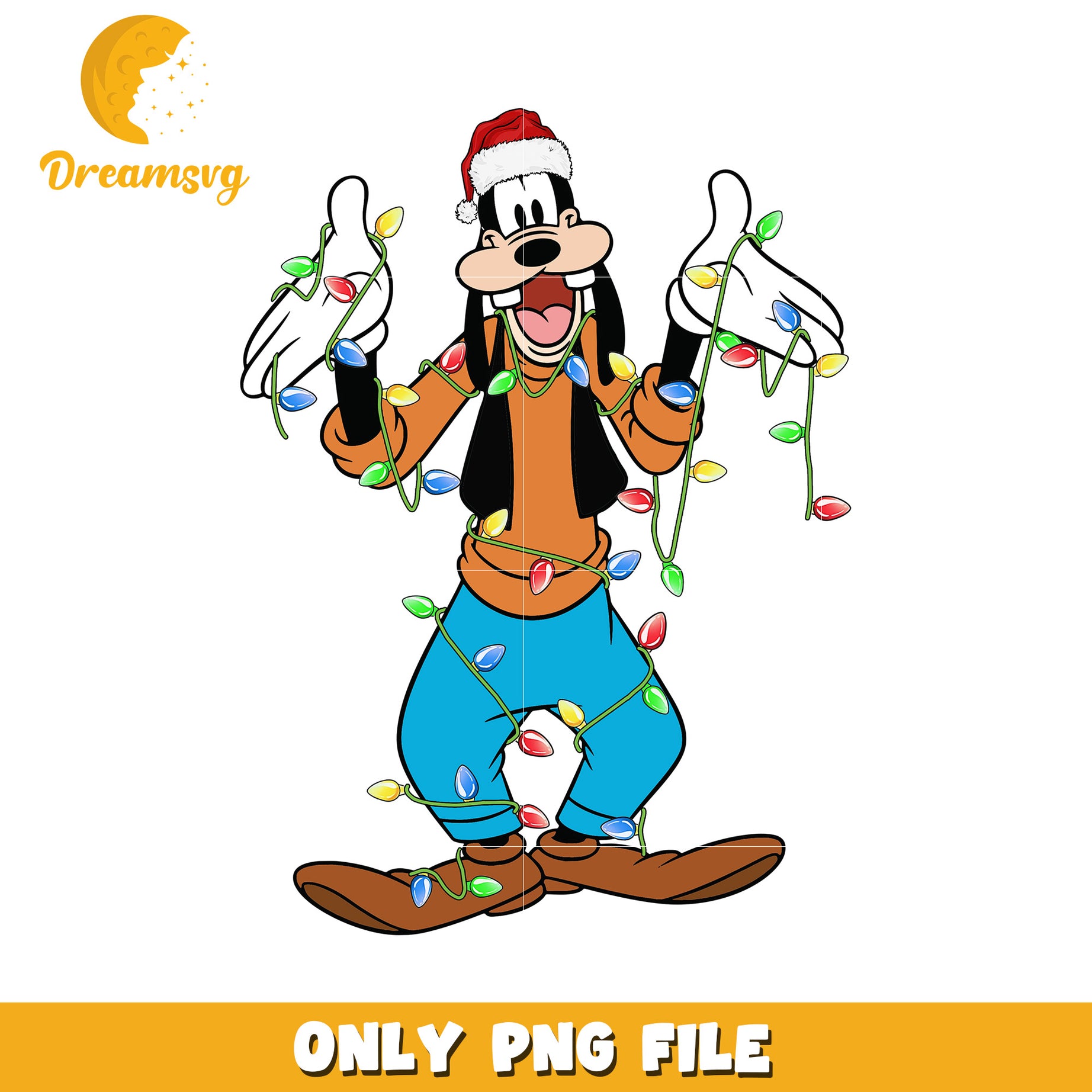 Goofy chirstmas light png, disney celebration png, christmas dream png