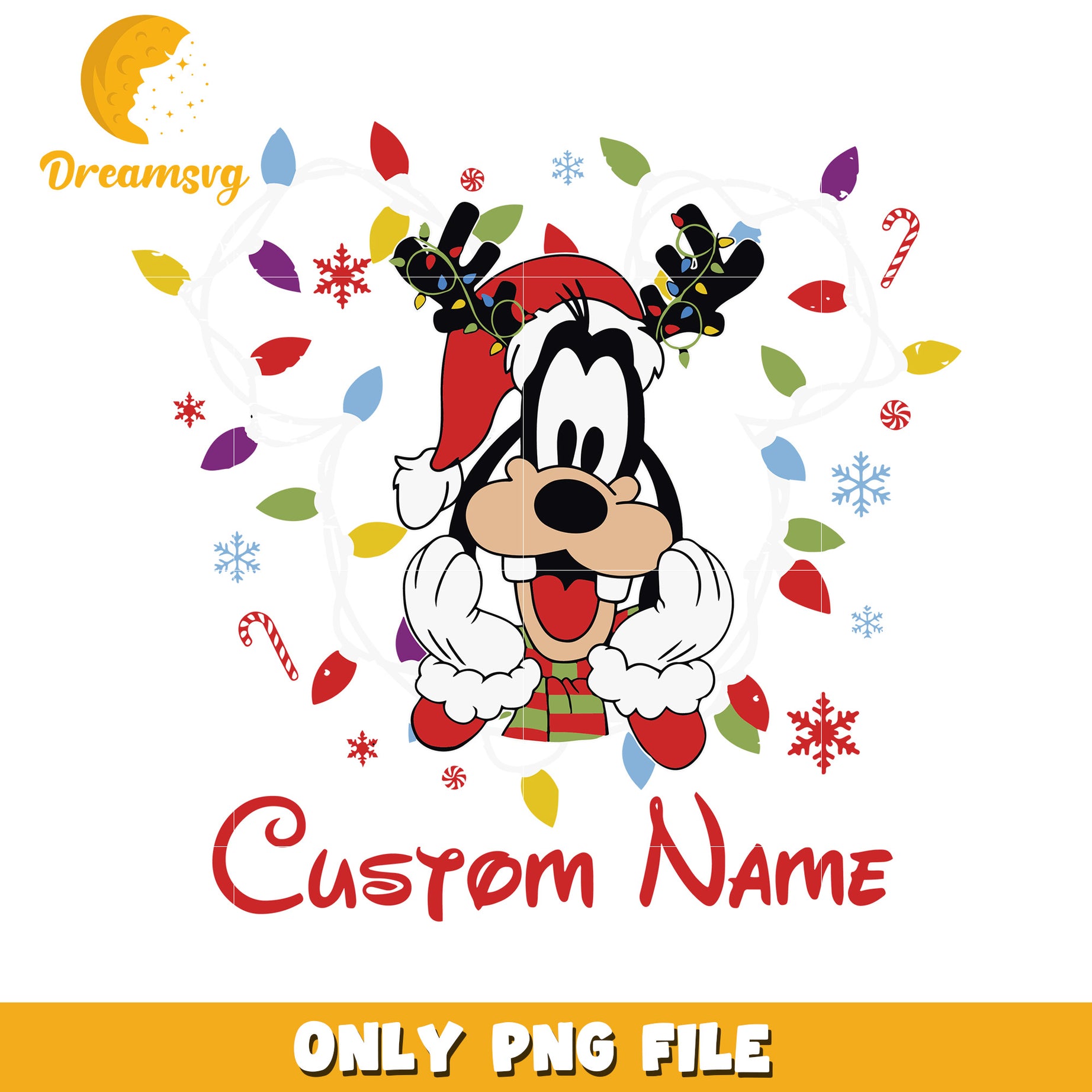 Goofy custom name png, christmas png, disney goofy png