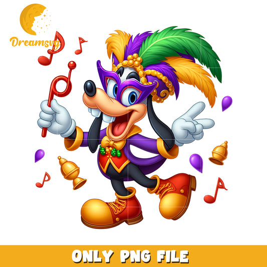Goofy dog character sing mardi gras png, mardi gras png