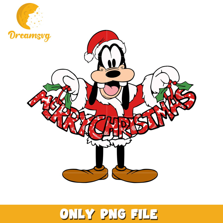 Goofy merry christmas png, christmas decor png, disney goofy png