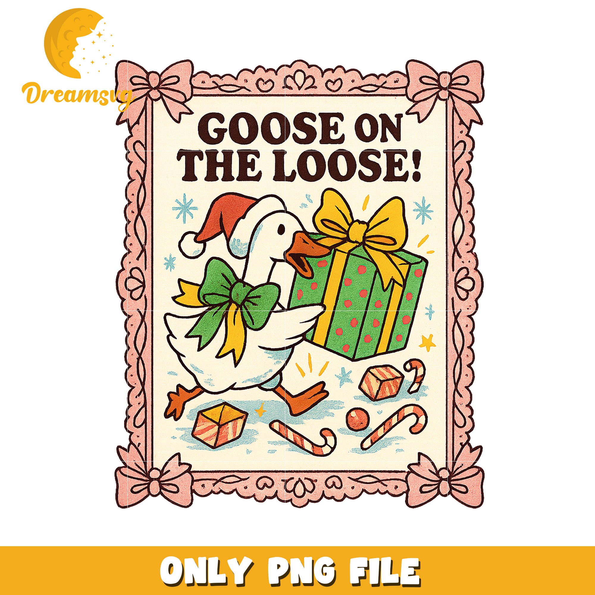 Goose on the loose png, white christmas​ png, christmas snow png