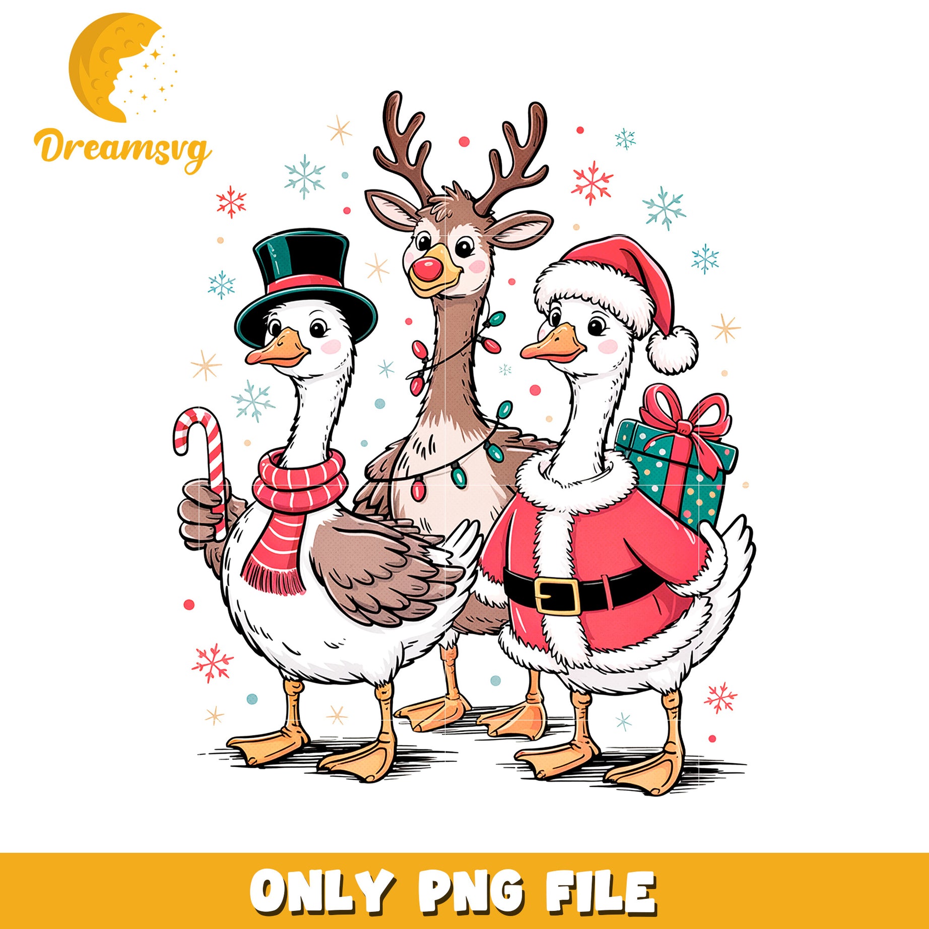 Goose png, white christmas​ png, christmas snow png